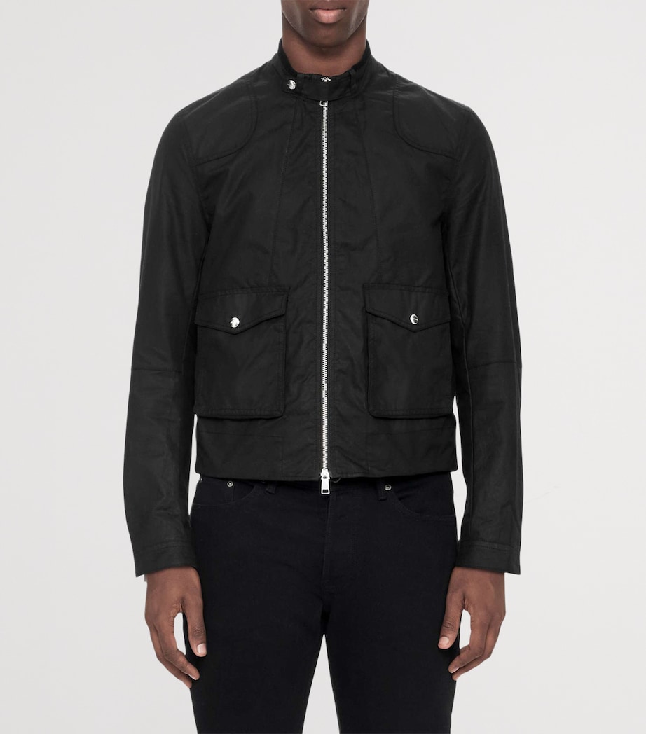 AllSaints Mens Waxed Cotton Kirk Jacket Washed Black Image 3