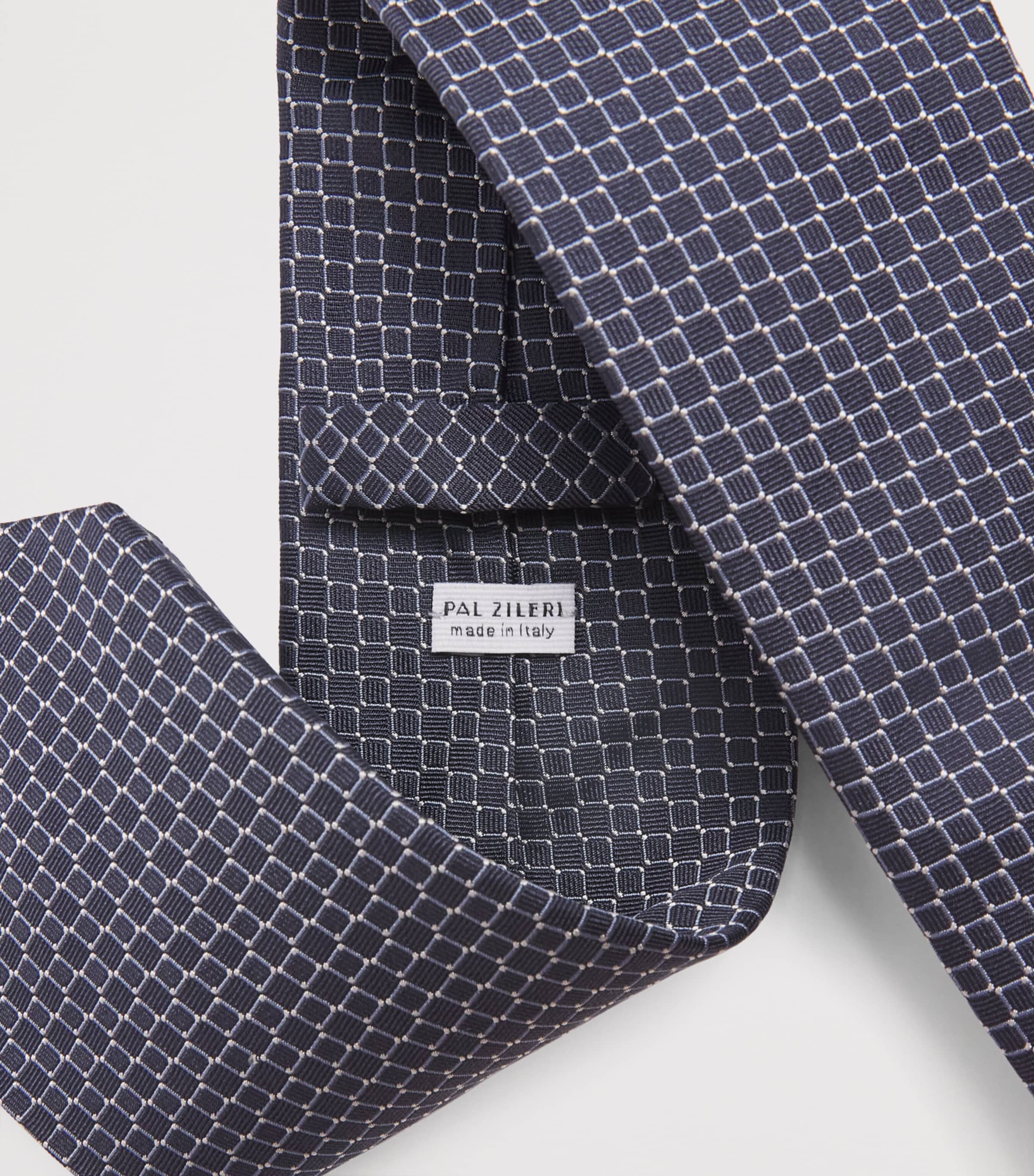 Pal Zileri Silk Geometric Jacquard Tie Blue Image 3