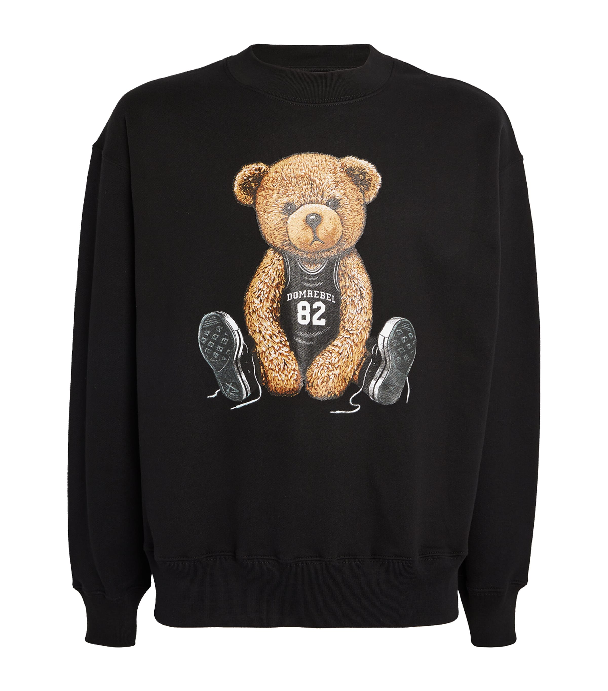 Domrebel Cotton Basketball Bear Sweatshirt In Black