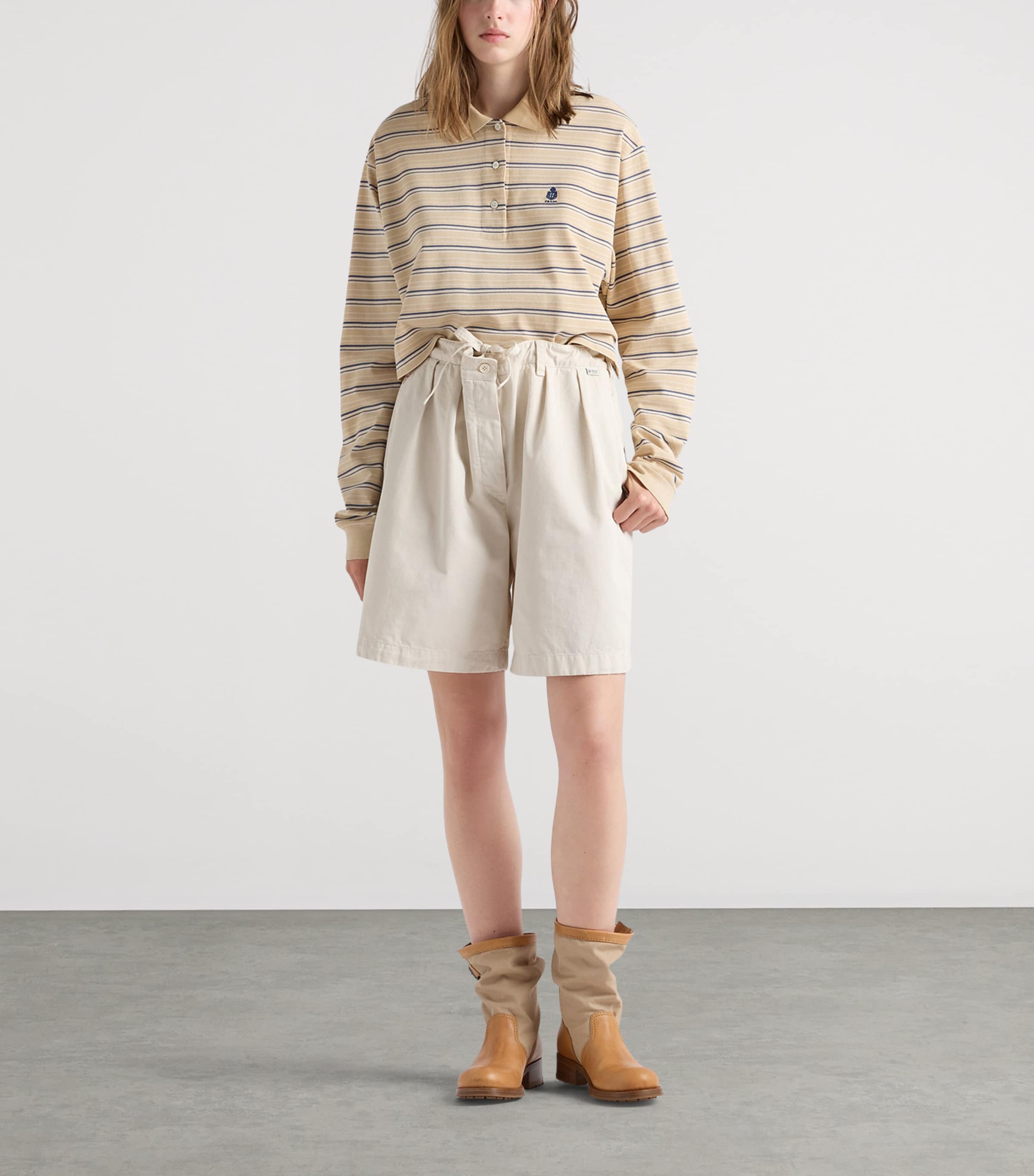 Prada Womens Cotton Stripe Polo Shirt Neutral Image 2