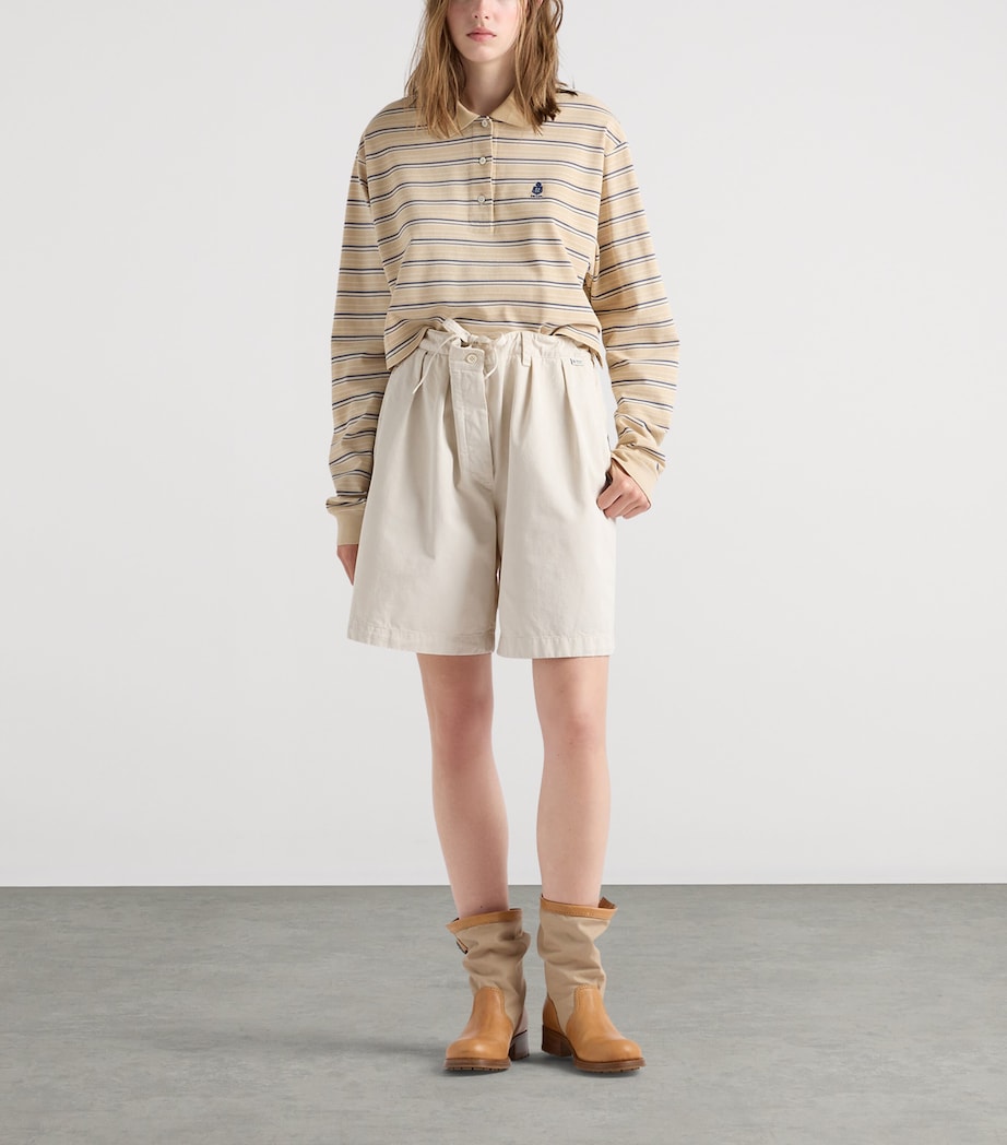 Prada Womens Cotton Stripe Polo Shirt Neutral Image 2