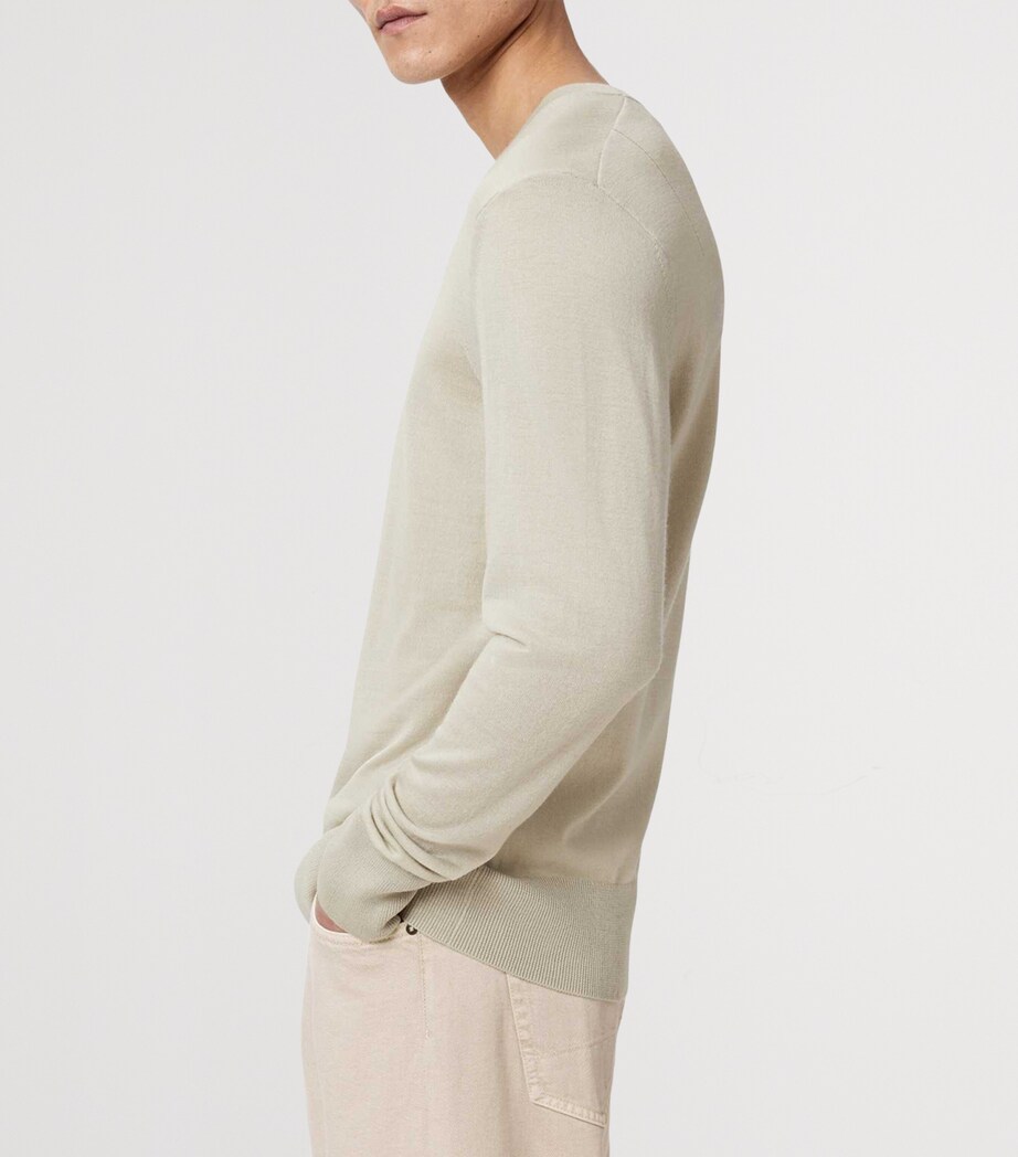 AllSaints Mens Merino Wool Slim Mode Sweater Powdered Green Image 7
