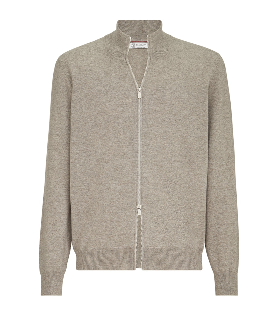 Brunello Cucinelli Mens Cashmere Zip-Up Cardigan Image 1