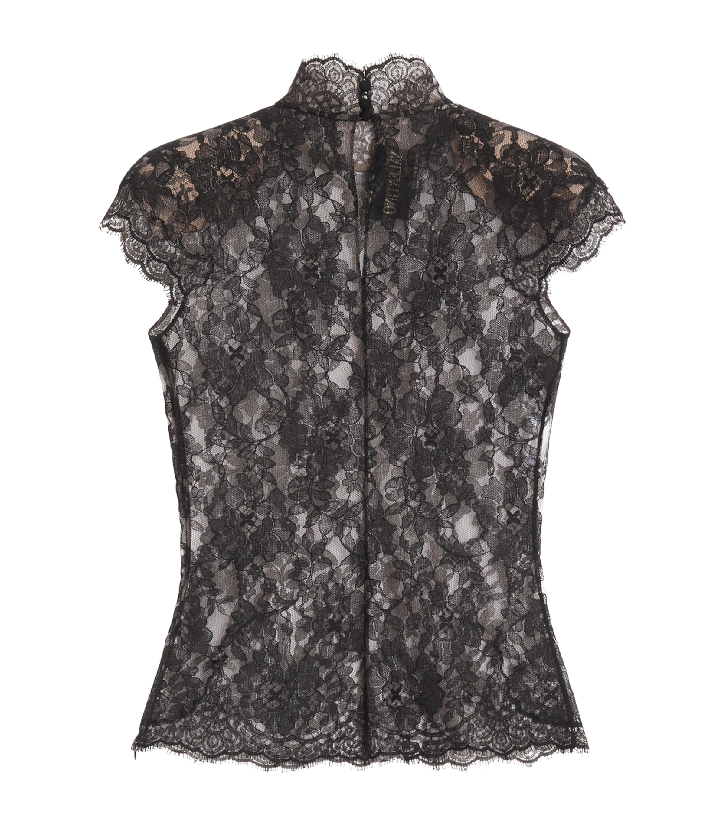 Valentino Womens Lace High-Neck Top Image 2