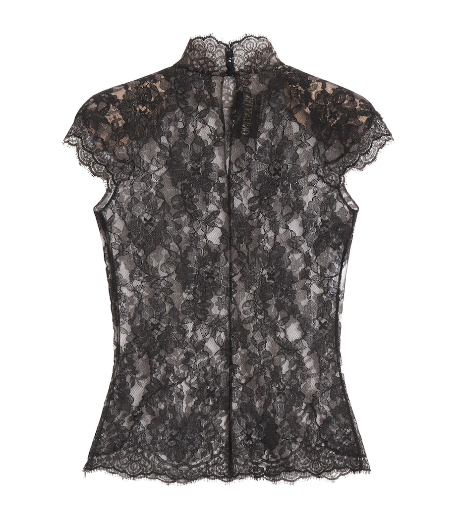 Valentino Womens Lace High-Neck Top Image 2