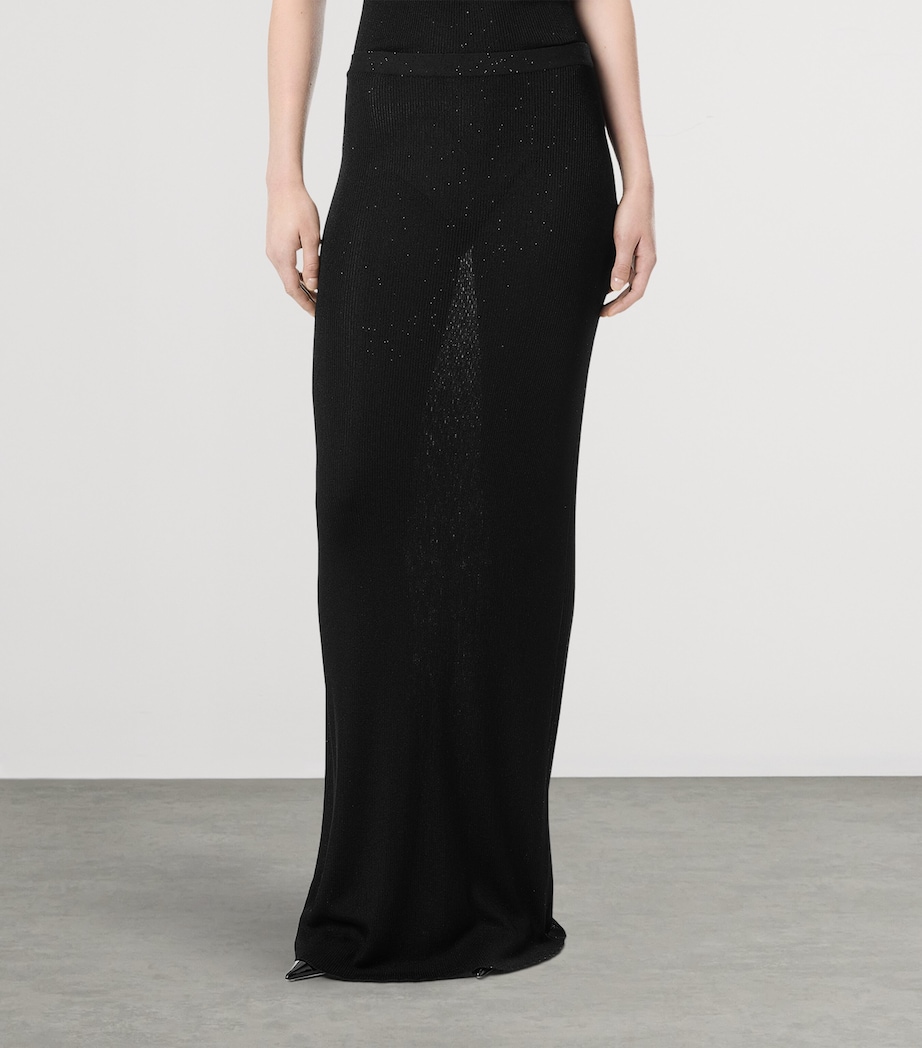 TOM FORD Womens Micro-Sequin Knitted Maxi Skirt Naa Image 3