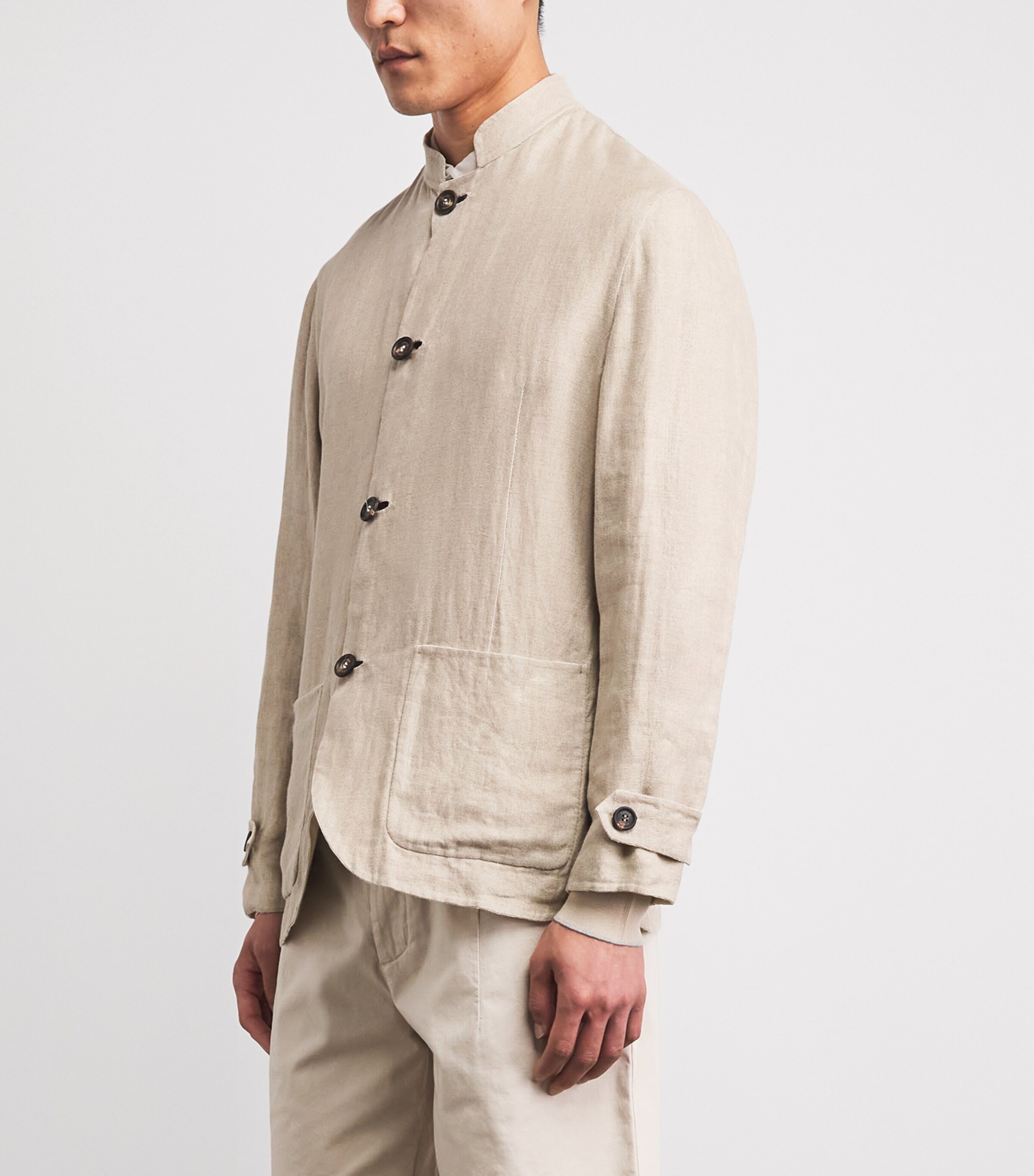 Eleventy Mens Linen-Silk Reversible Jacket Avorio, Sabbia Image 4
