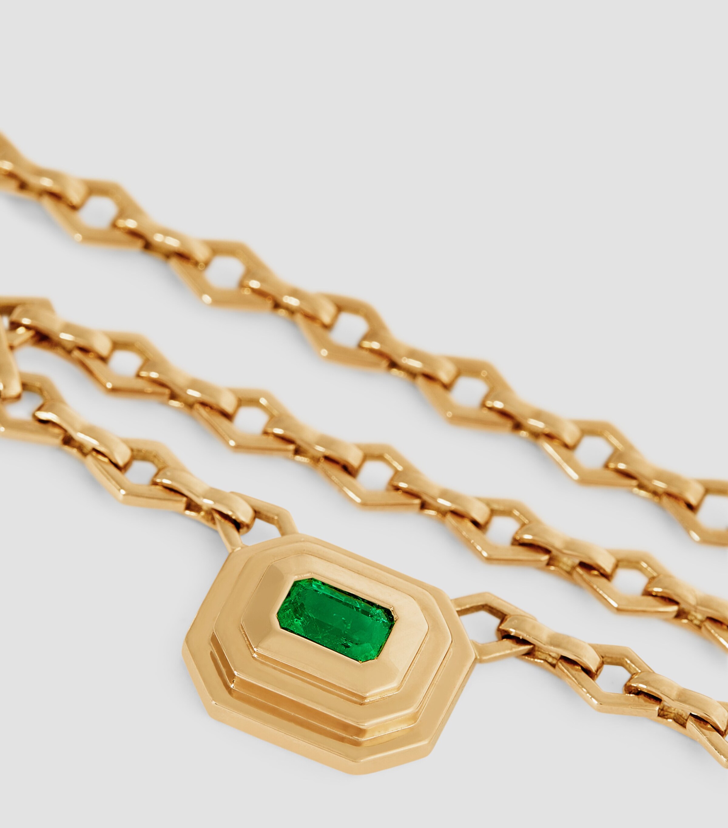 Azlee Yellow Gold and Emerald Staircase Necklace Yellow Gold Image 4