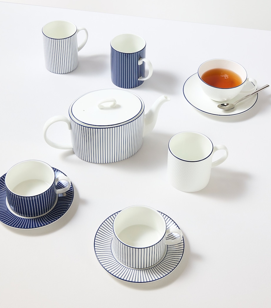 Pinstripe Teacup and Saucer WHITE Image 3