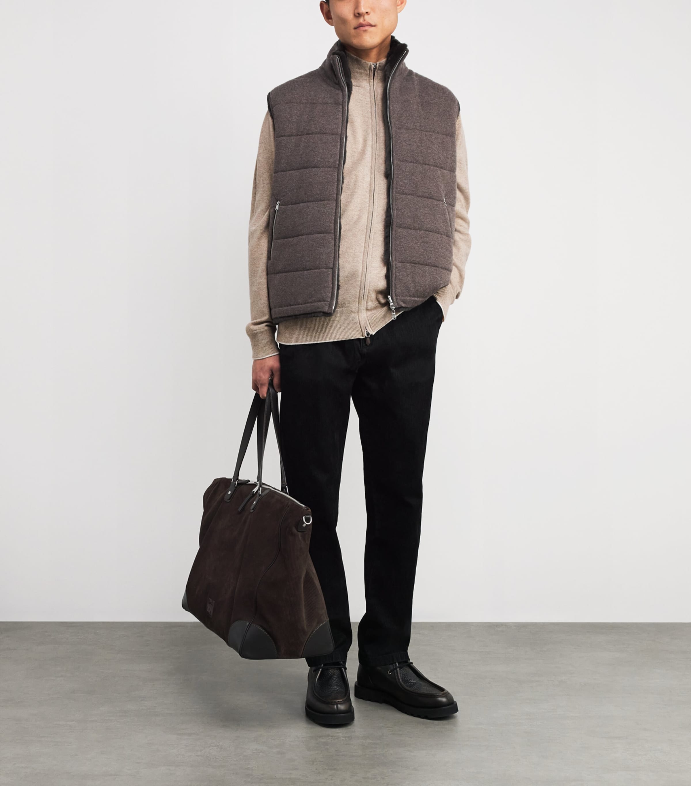 Cashmere Knightsbridge Zip Cardigan OATMEAL Image 2