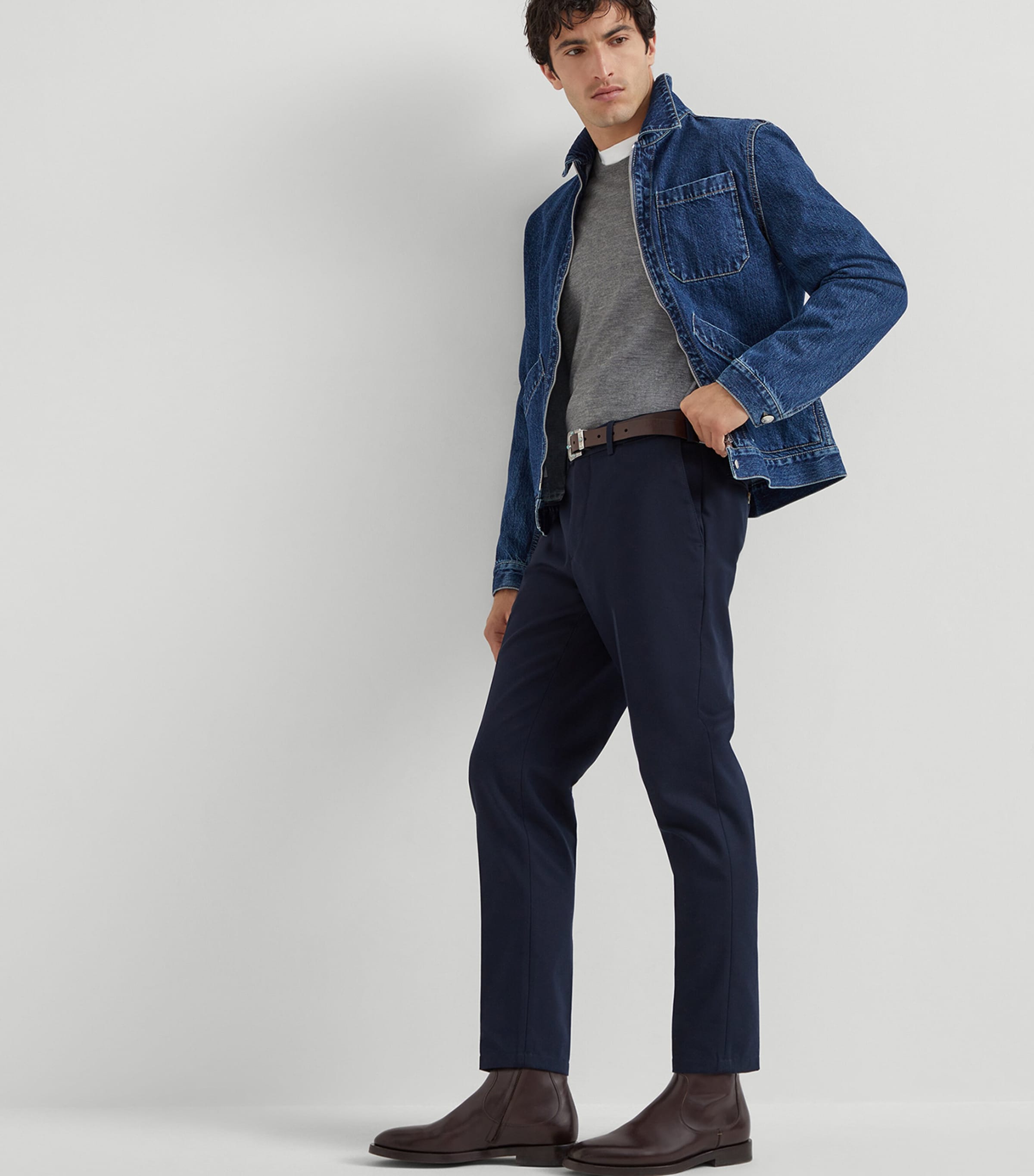 Cotton-Virgin Wool Gabardine Trousers C7171 Image 4