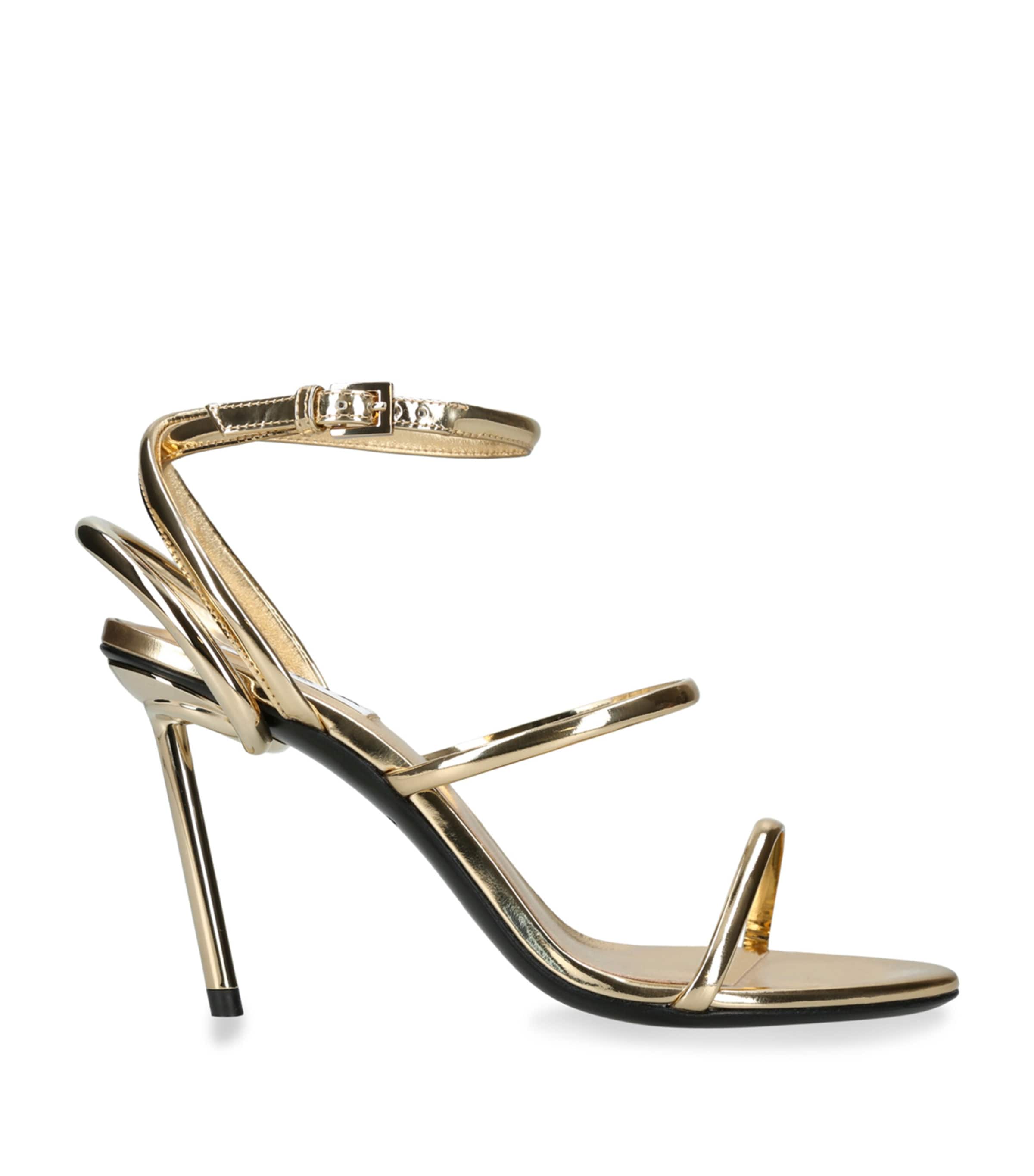 Alaïa Leather Heeled Sandals 90 In Gold