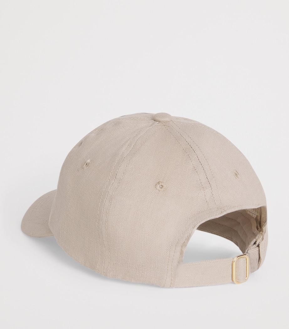 Linen Embroidered Fernando Baseball Cap 35-BEIGE Image 3