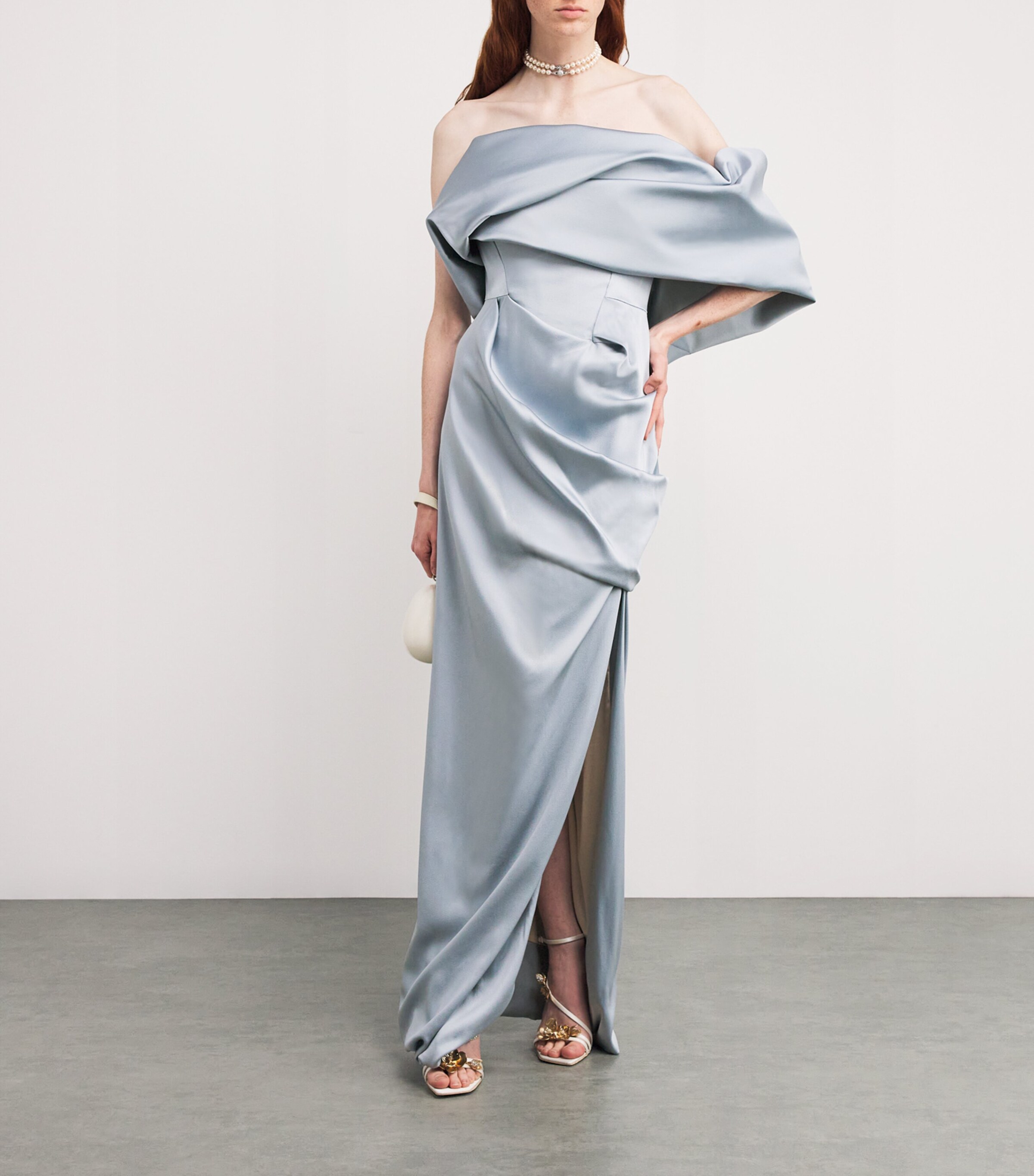 Vivienne Westwood Womens Satin Sibyl Maxi Dress Sky Blue Image 2