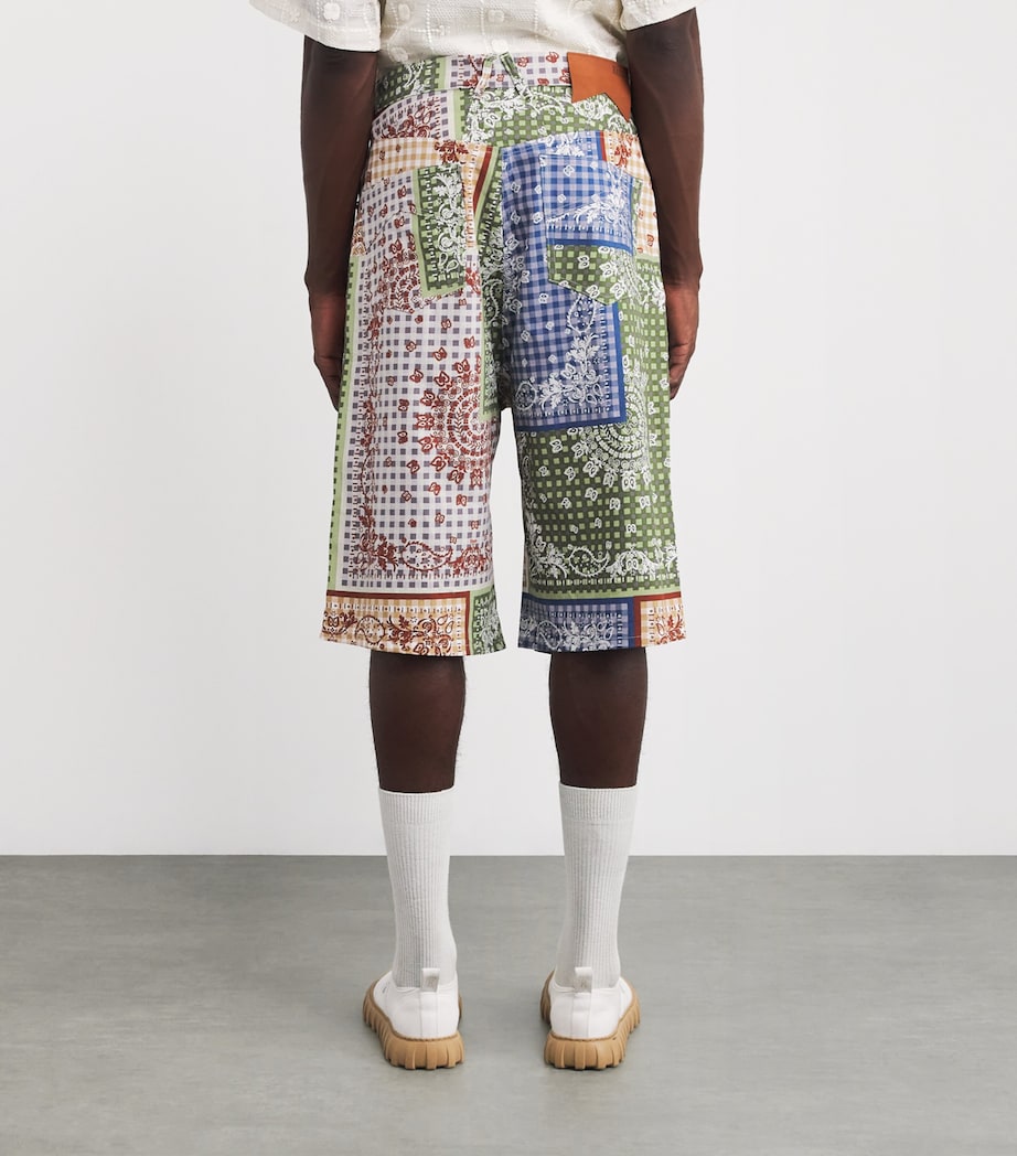 Linen-Cotton Bandana Print Shorts MULTI/ 0108 Image 4