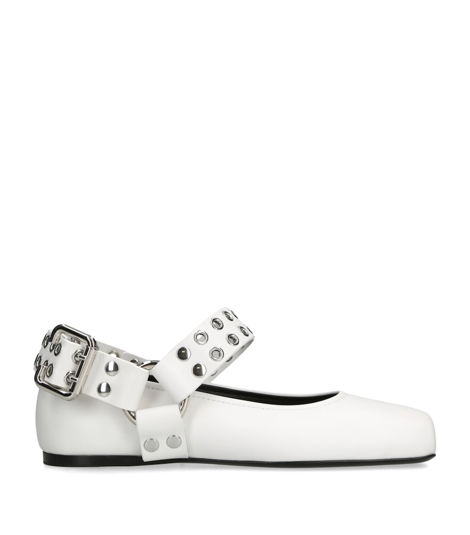Alaïa Leather Biker Ballet Flats White Image 1