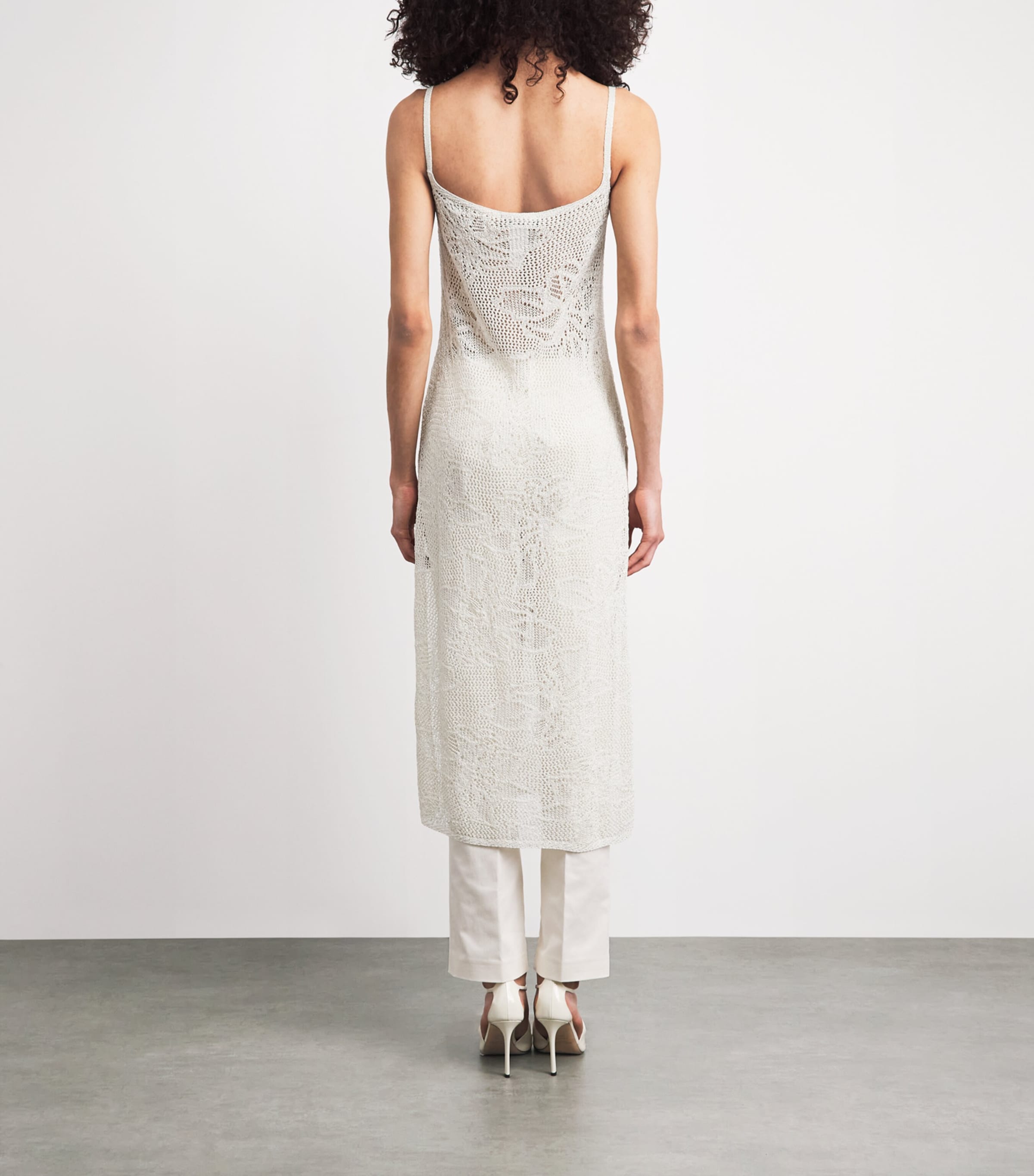 Fabiana Filippi Womens Sequinned Open-Work Midi Dress Mastice Image 4
