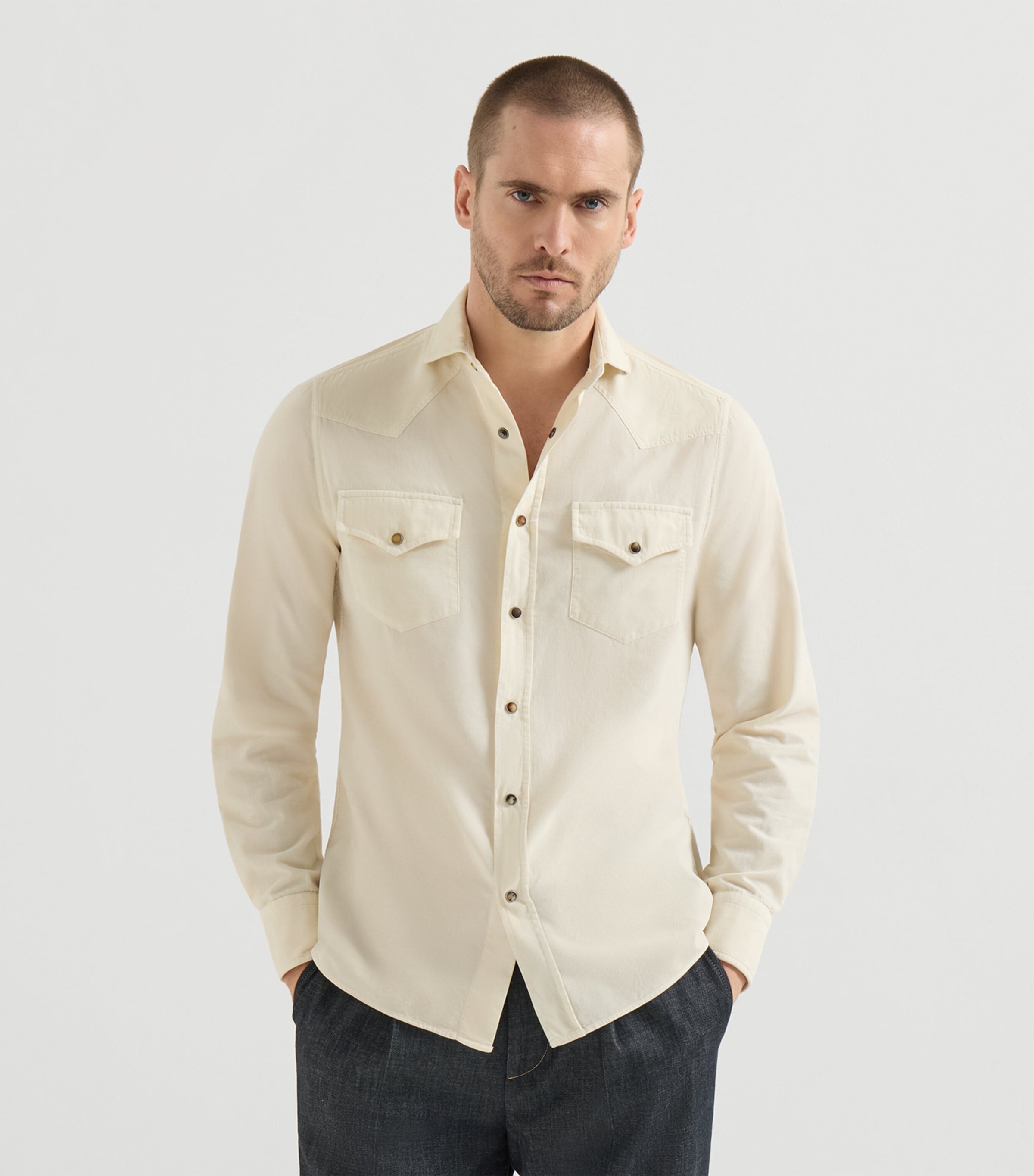 Brunello Cucinelli Mens Cotton Western Shirt Image 5