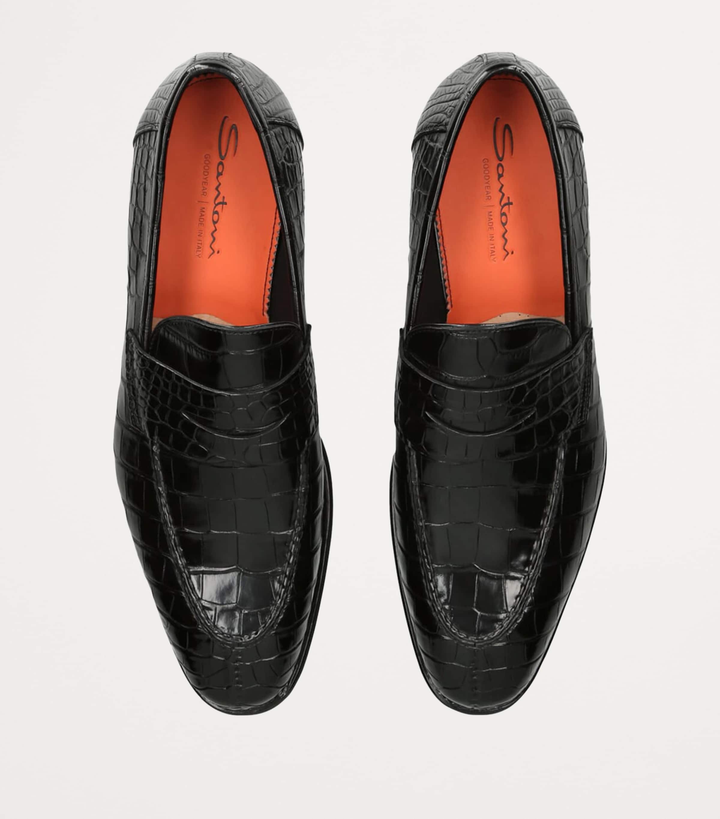 Crocodile Skin Duke Penny Loafers BLACK Image 4