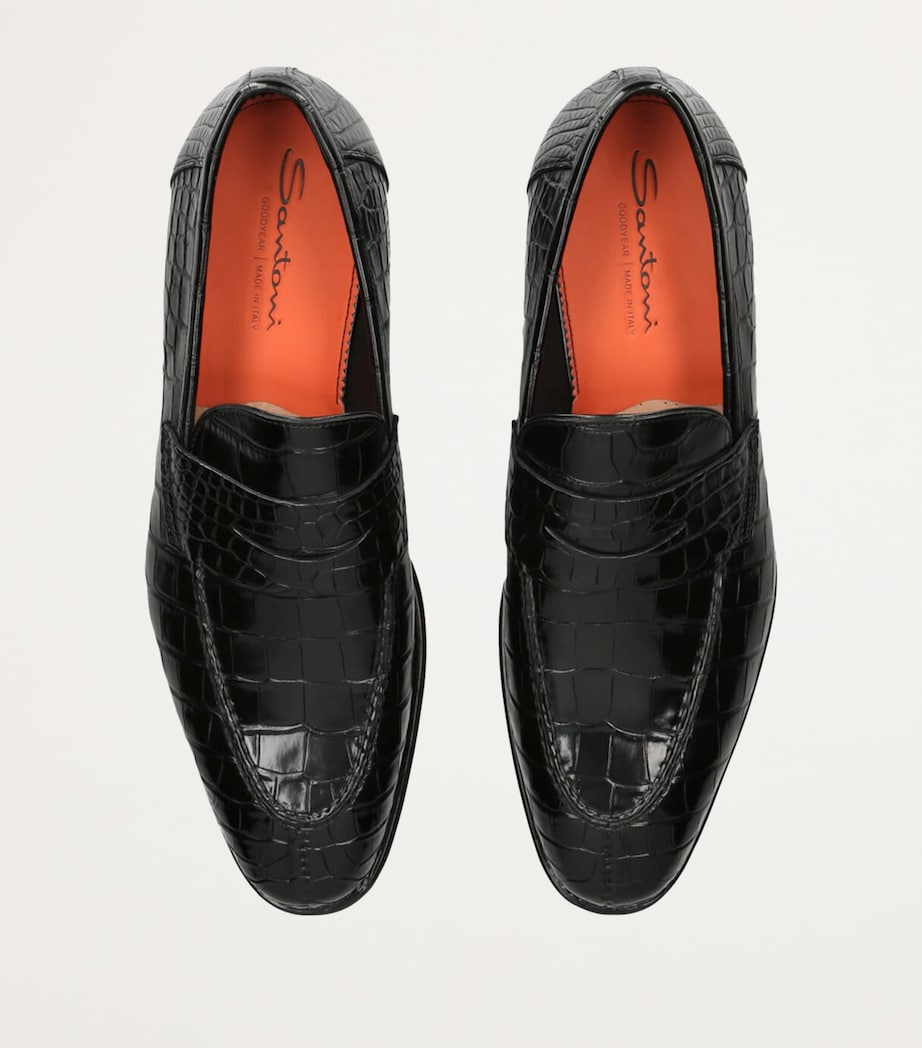 Crocodile Skin Duke Penny Loafers BLACK Image 4