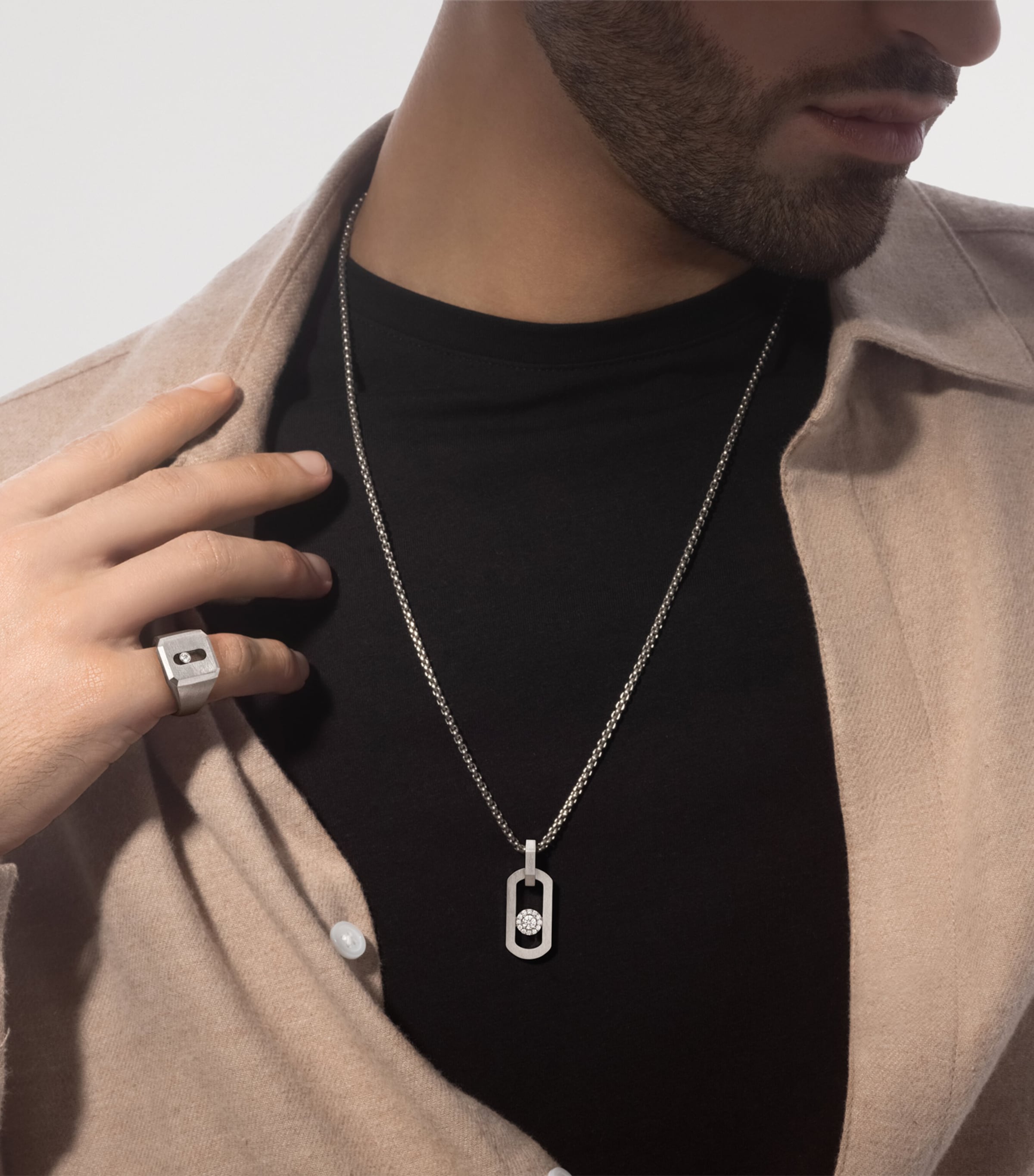 Messika So Move Titanium and Diamond Pendant Necklace (0.29ct) Titanium Image 2