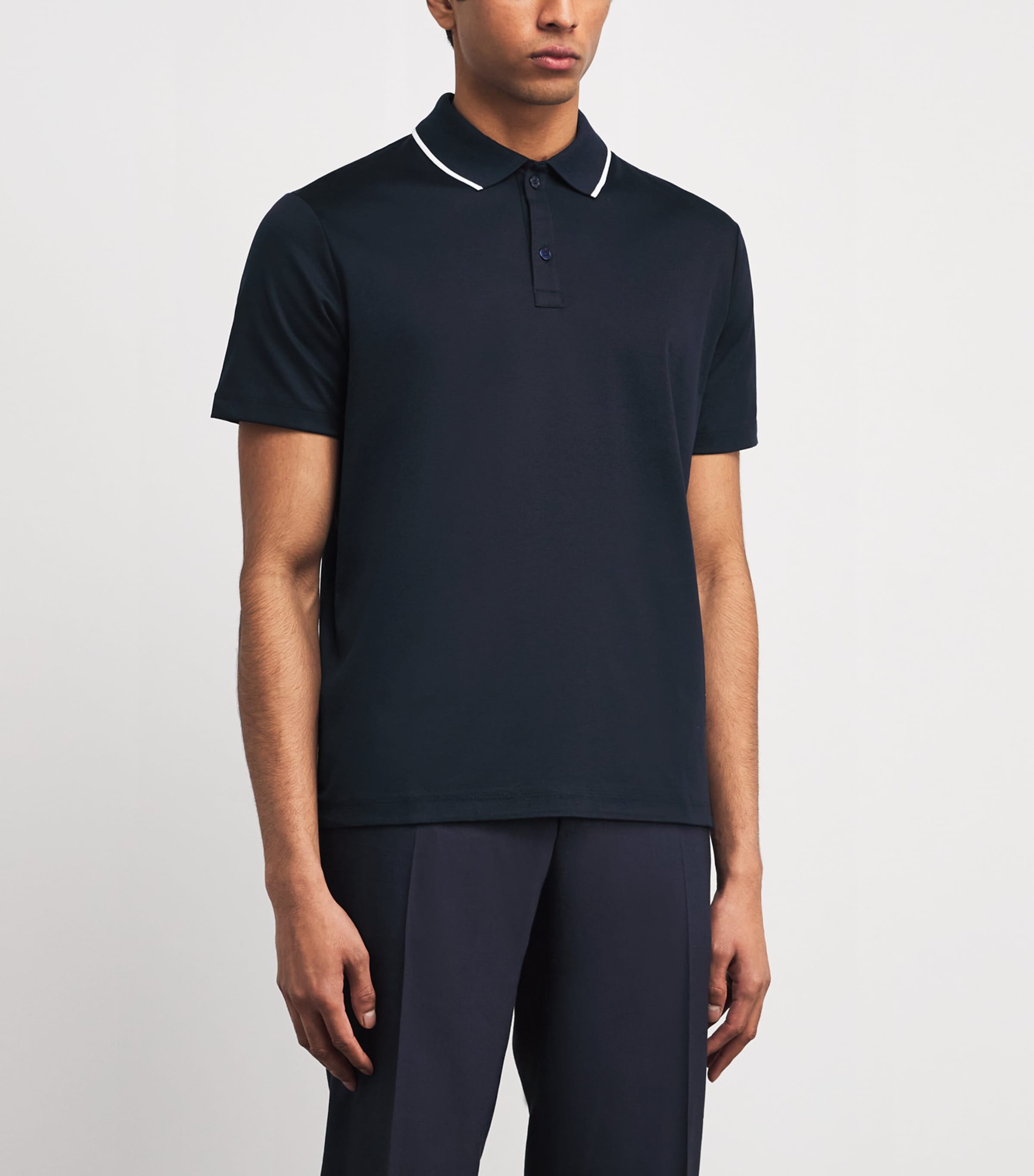 Aqua Touch Cotton Interlock Polo Shirt 013 BLUE Image 3