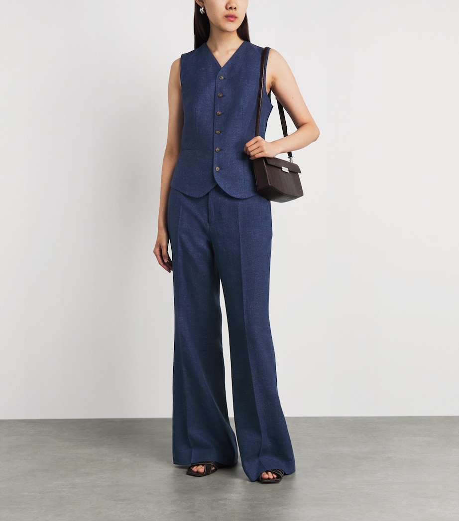 Polo Ralph Lauren Womens Linen-Cotton Beaton Trousers Blue Melange Image 2
