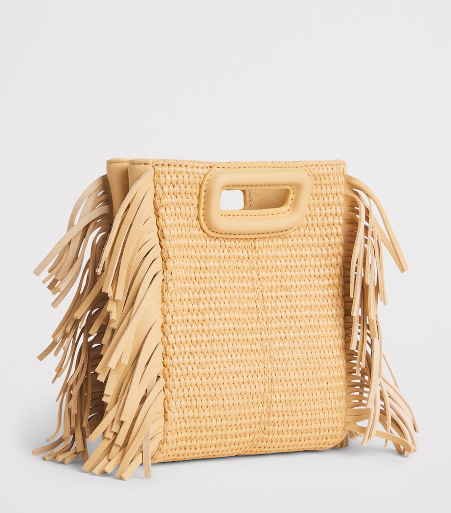 Maje Mini Raffia-Effect M Top-Handle Bag Beige Image 3