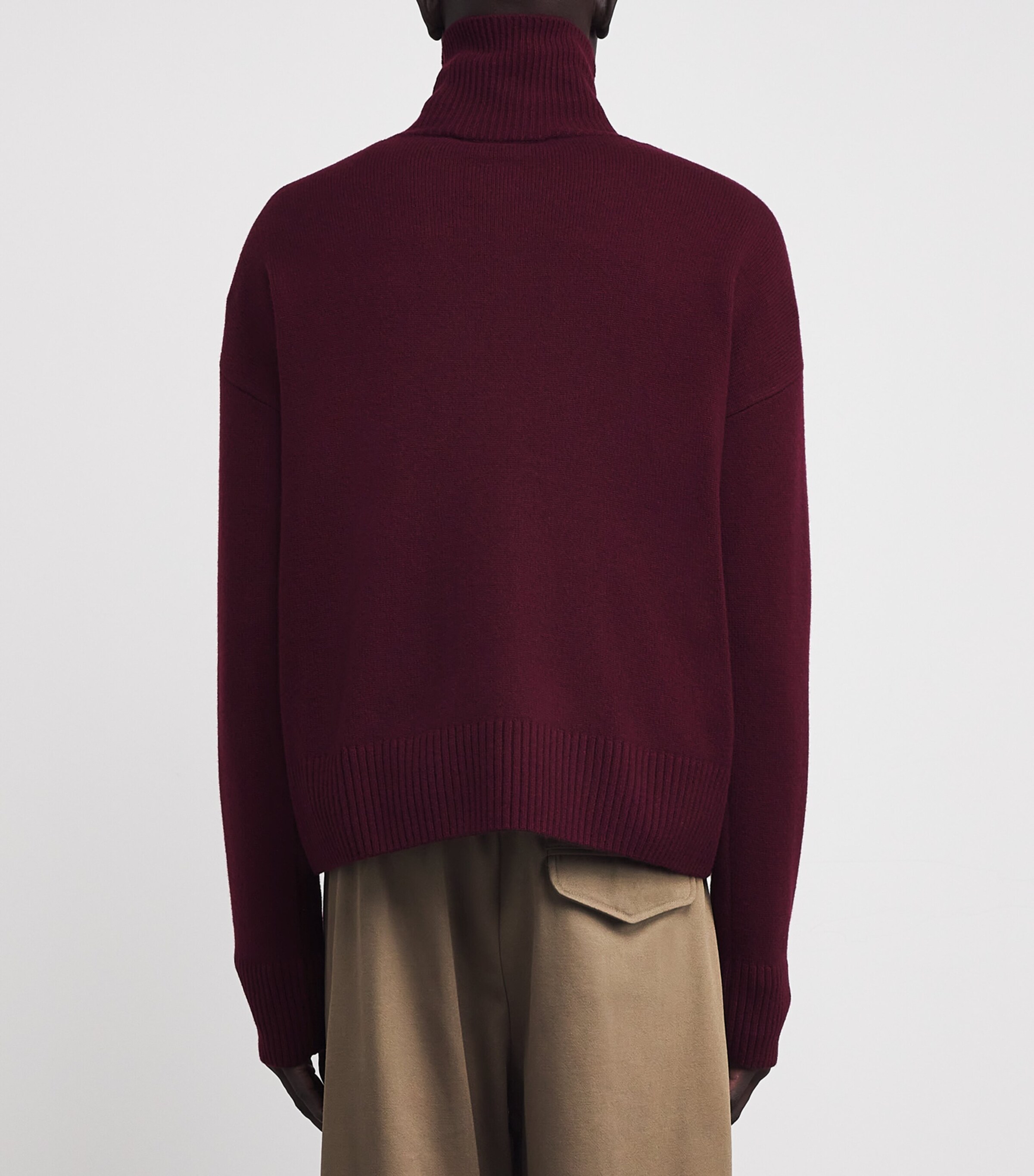 Wool-Cashmere Funnel-Neck Sweater 692 - CERISE Image 4