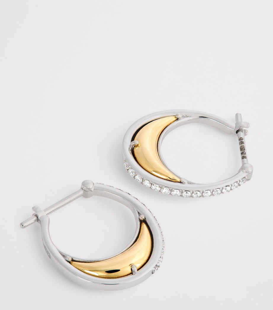Mixed Gold and Diamond Bloop Moon N*93 Hoop Earrings MIXED GOLD Image 6
