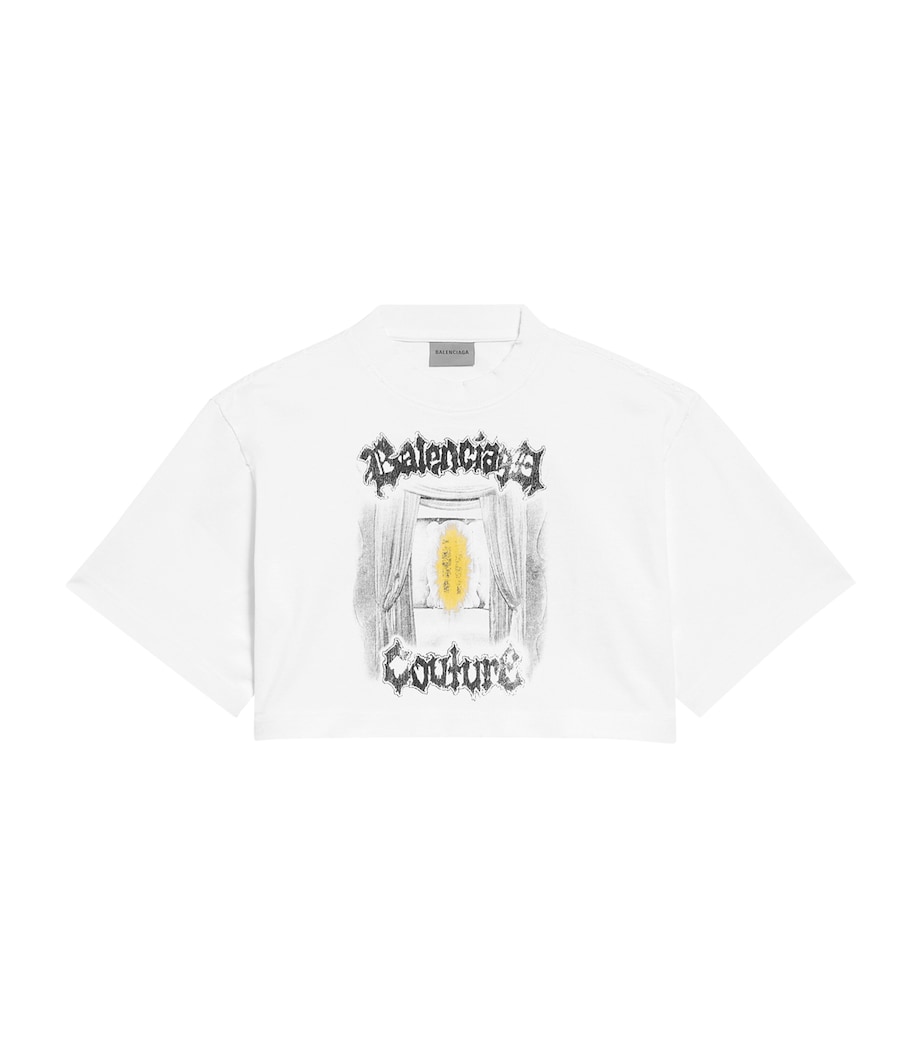Balenciaga Womens Cotton Salon De Couture Cropped T-Shirt Image 1