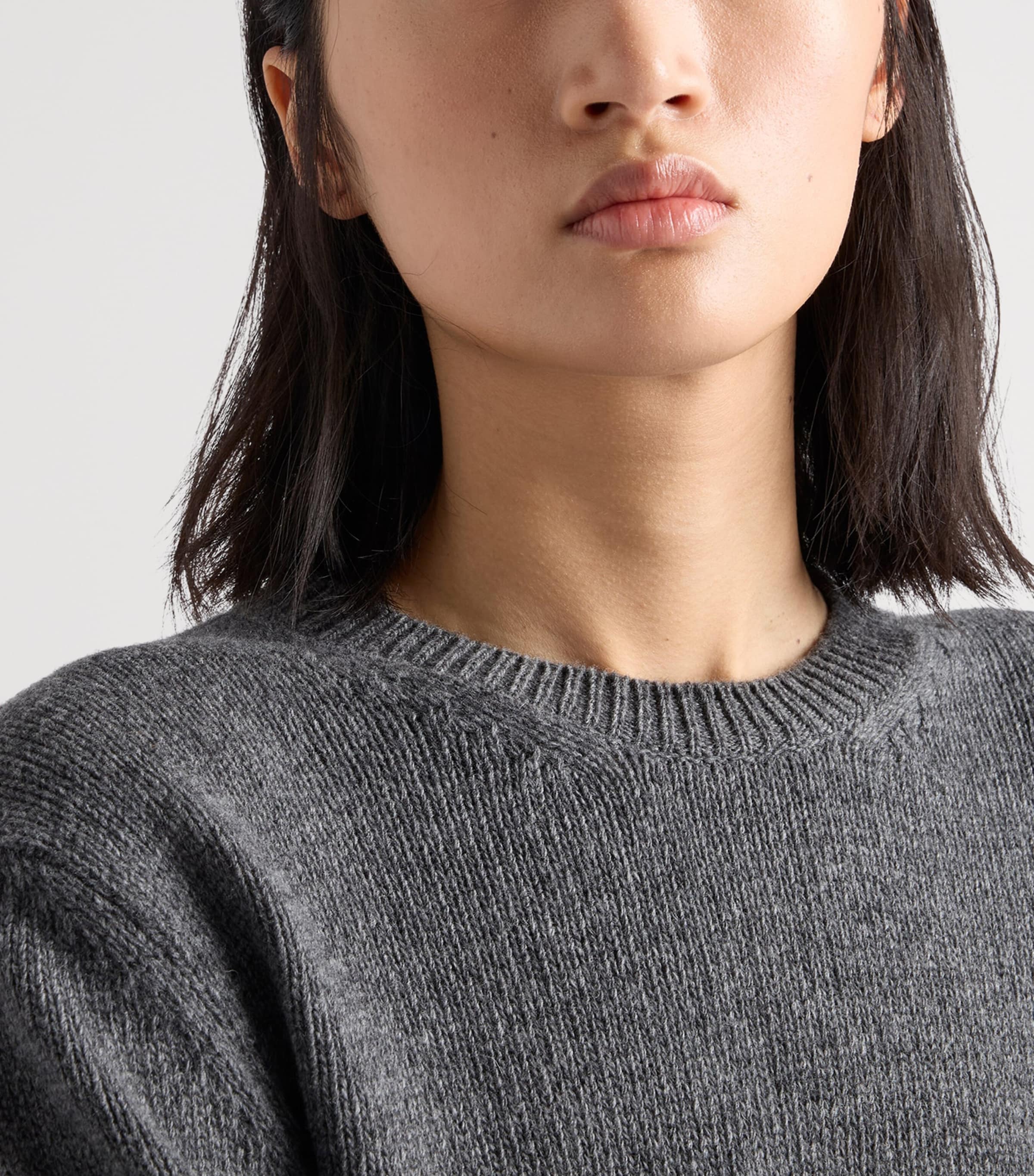 Prada Womens Wool-Cashmere Crew-Neck Sweater Grey Image 6