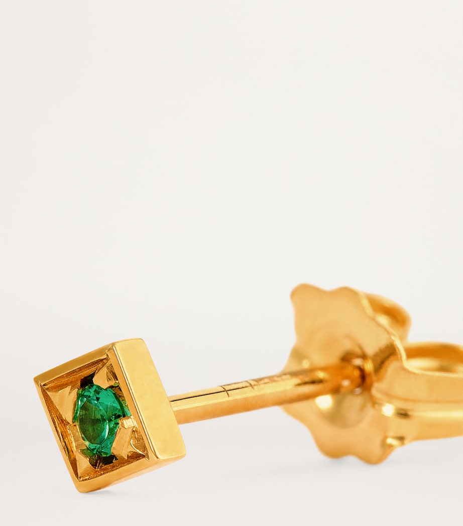 Yellow Gold and Emerald Lone Burst Single Stud Earring YELLOW GOLD Image 6
