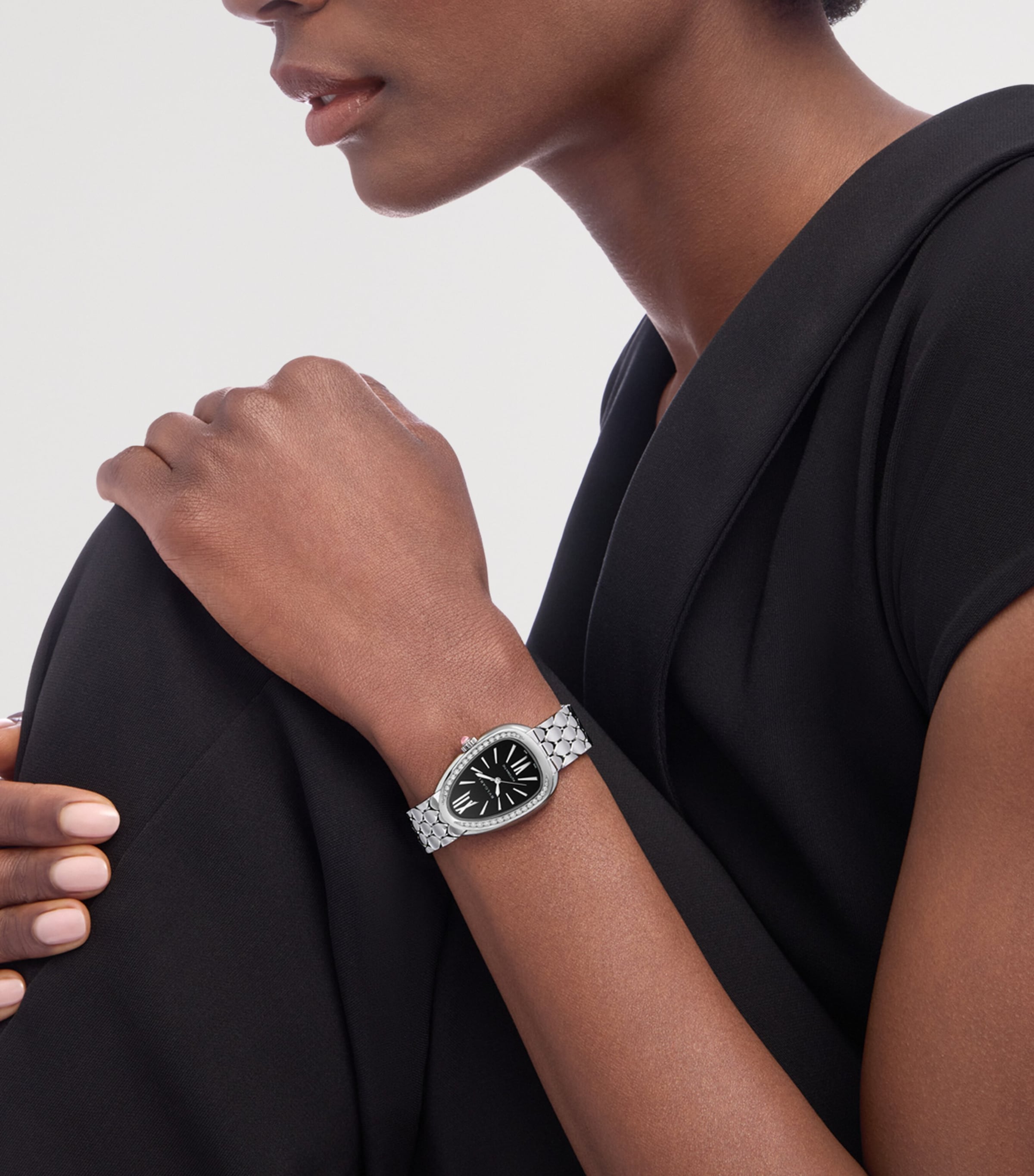 Stainless Steel and Diamond Serpenti Seduttori Watch 34mm BLACK Image 6