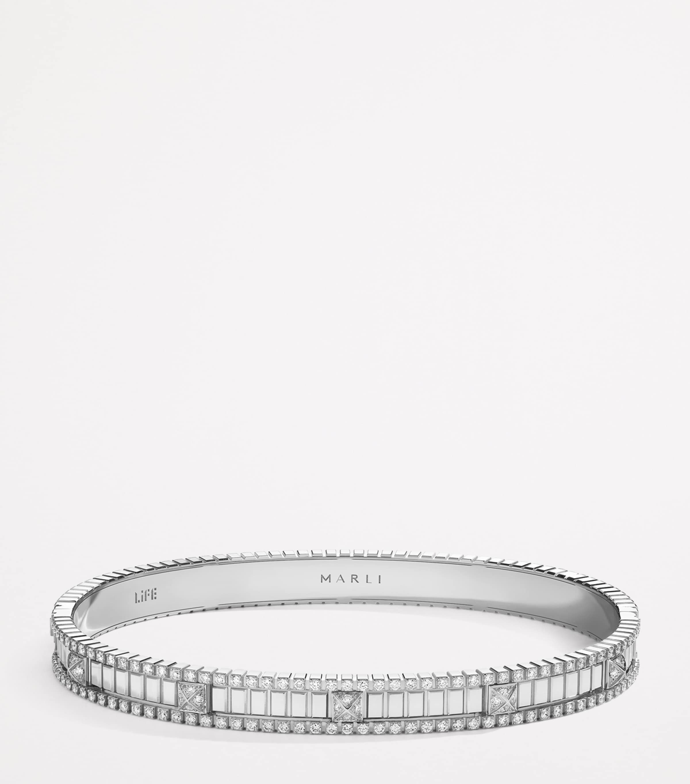 White Gold and Diamond Life Bangle WHITE GOLD Image 2