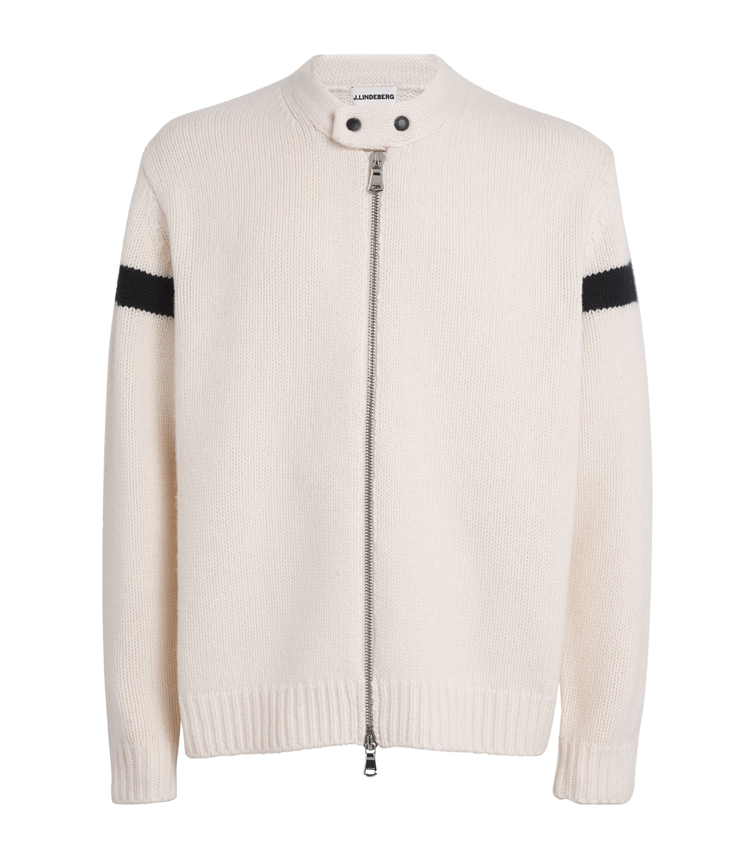 J. Lindeberg Wool Kessler Biker Jacket In Neutral