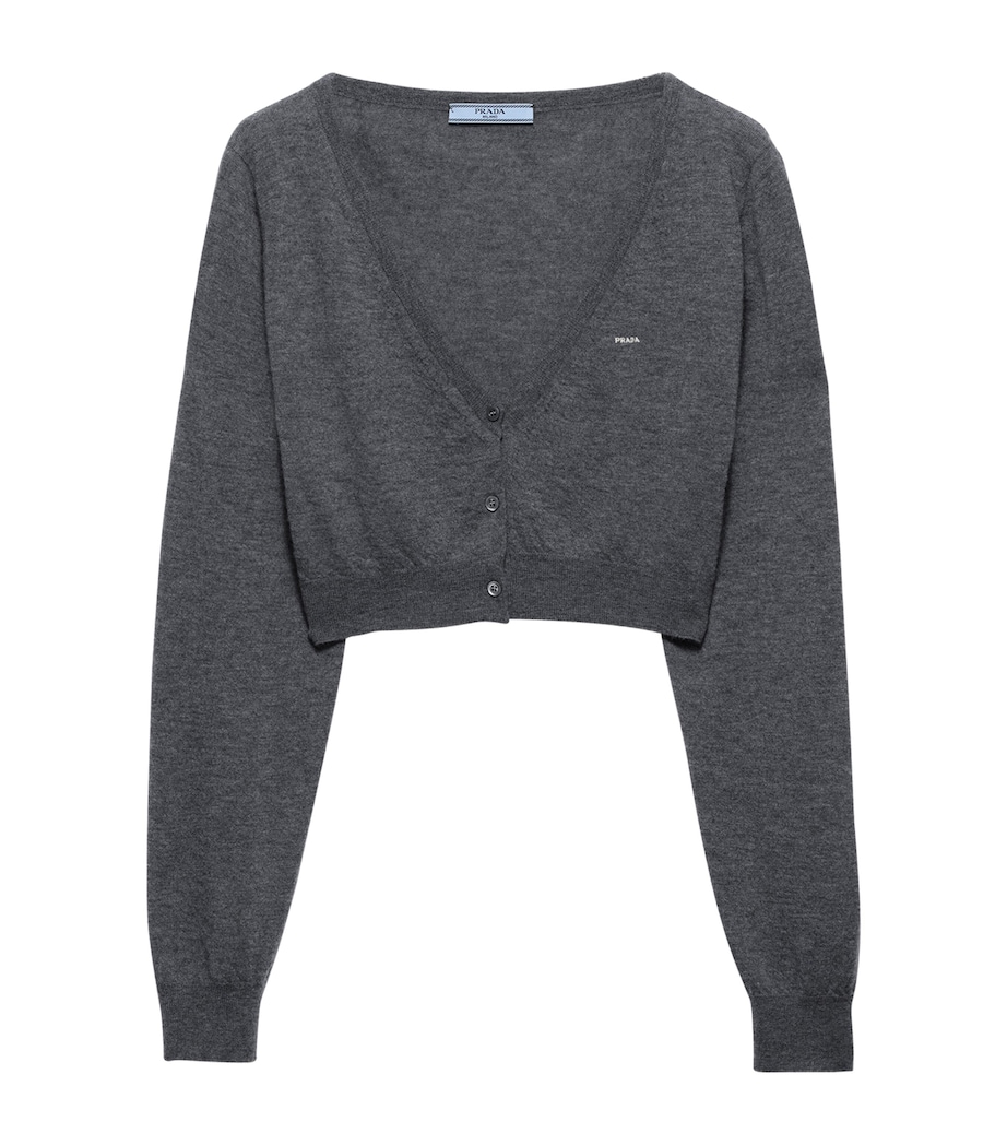Prada Womens Cashmere Cropped Cardigan Grey Image 1