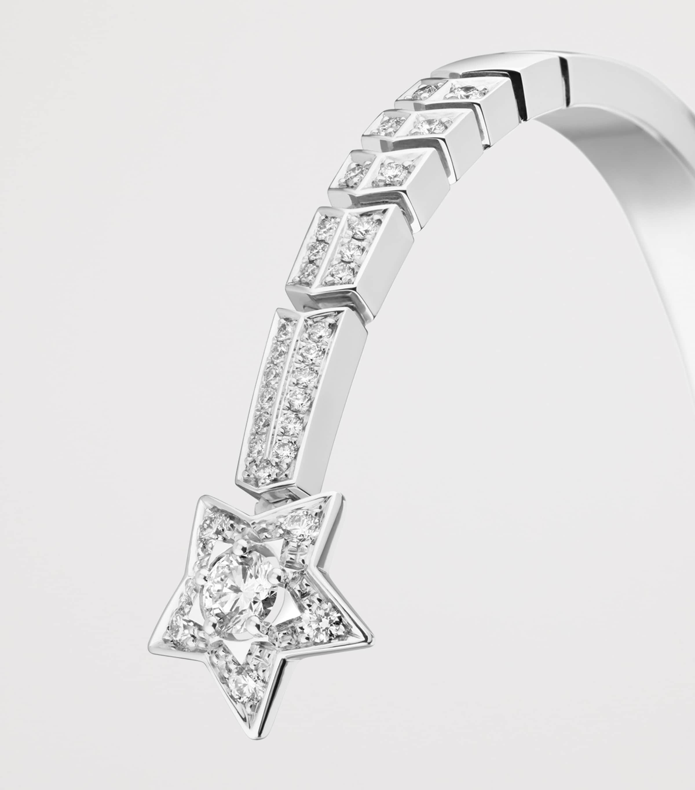 White Gold and Diamond Comète Chevron Bracelet WHITE Image 3