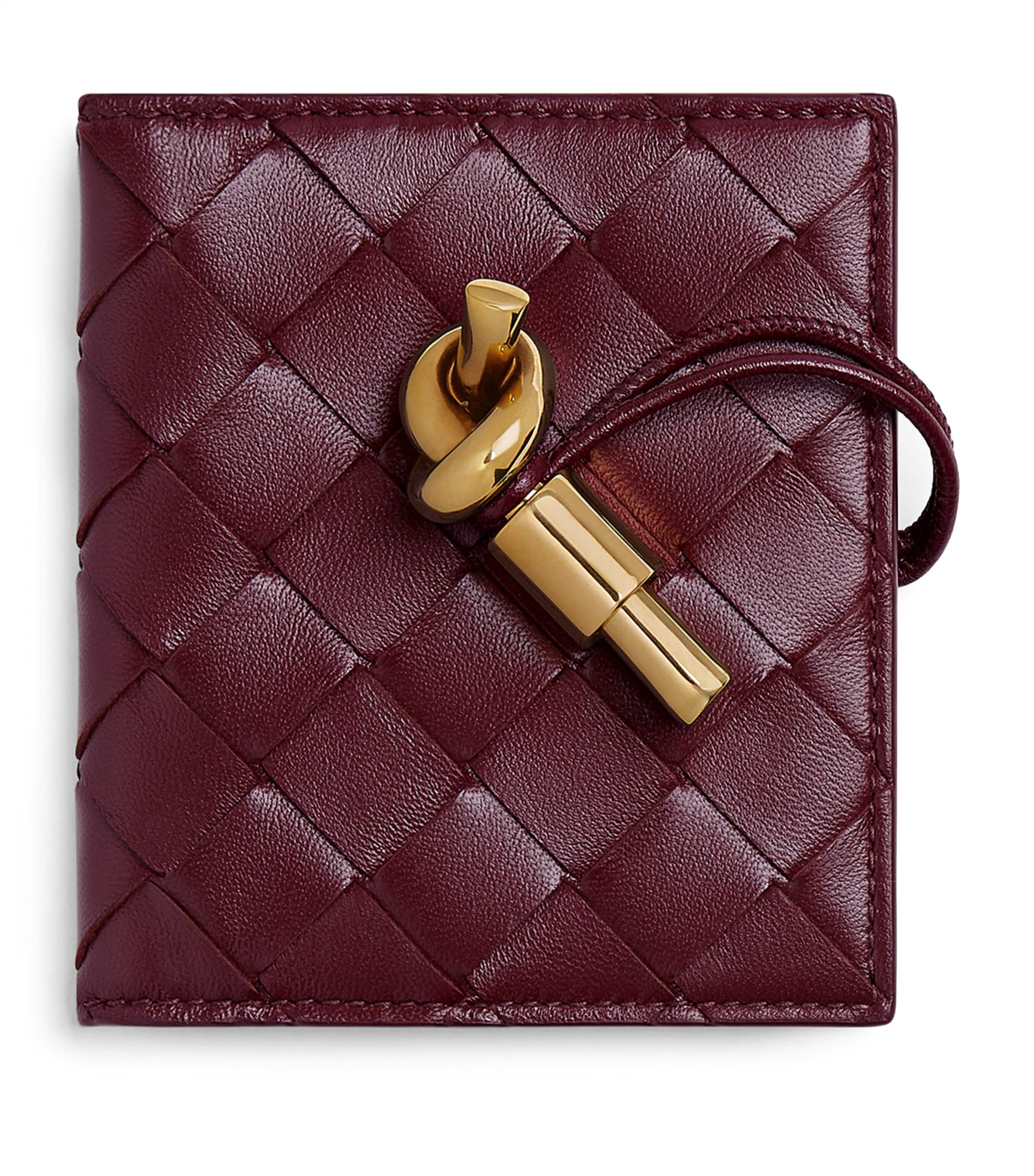 Bottega Veneta Leather Andiamo Bifold Card Holder In Red