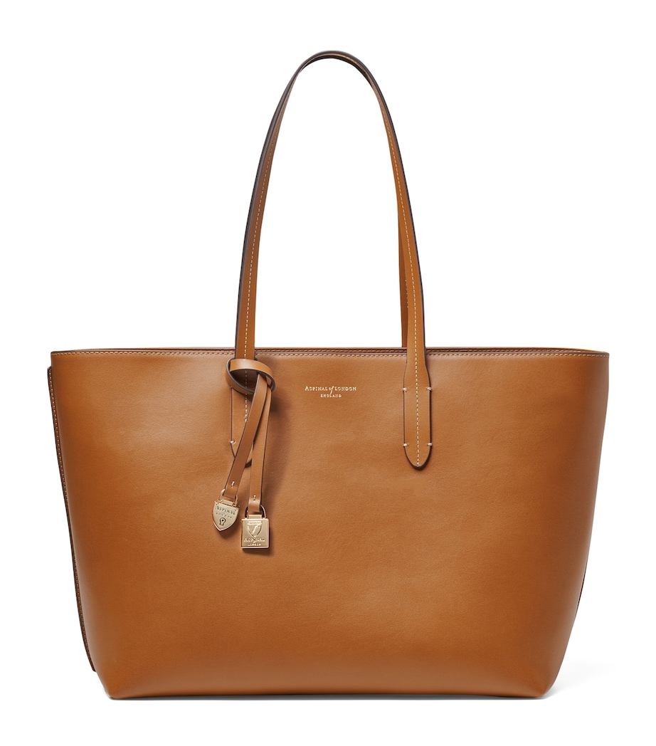 Leather East West Tote Bag TAN Image 1