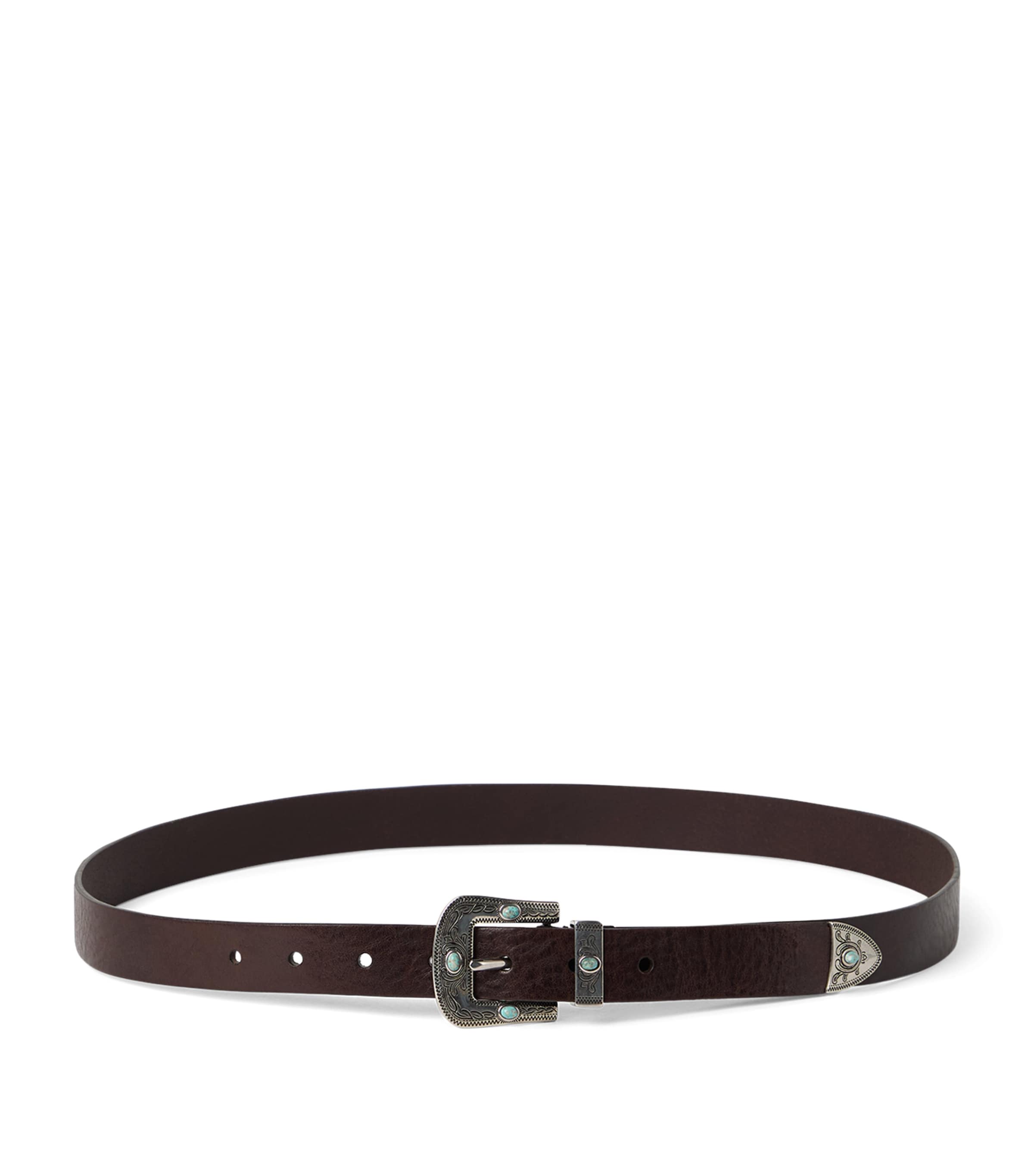 Brunello Cucinelli Calfskin Western Belt In Black