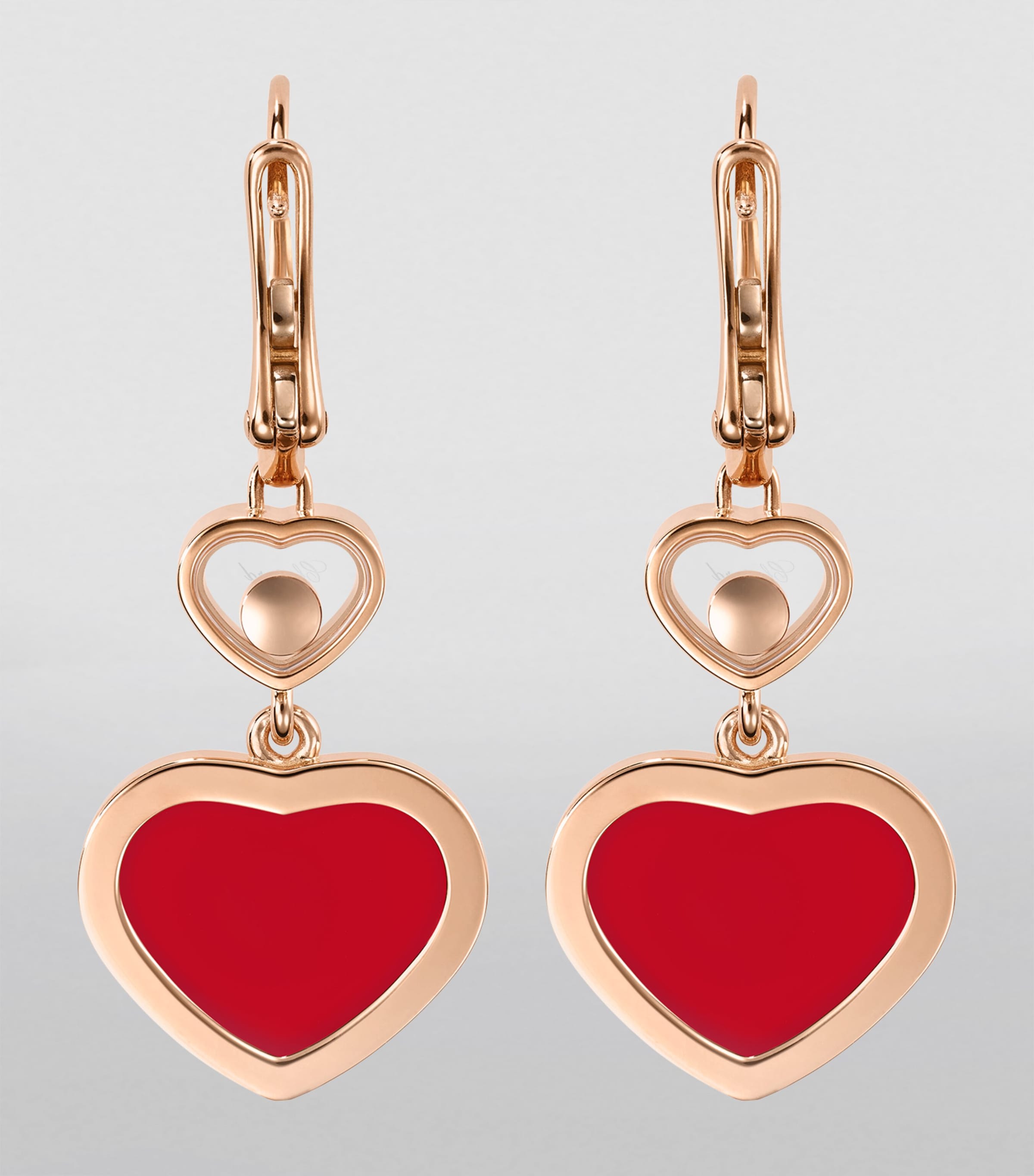 Rose Gold, Carnelian and Diamond Happy Hearts Earrings 18K ROSE GOLD Image 2