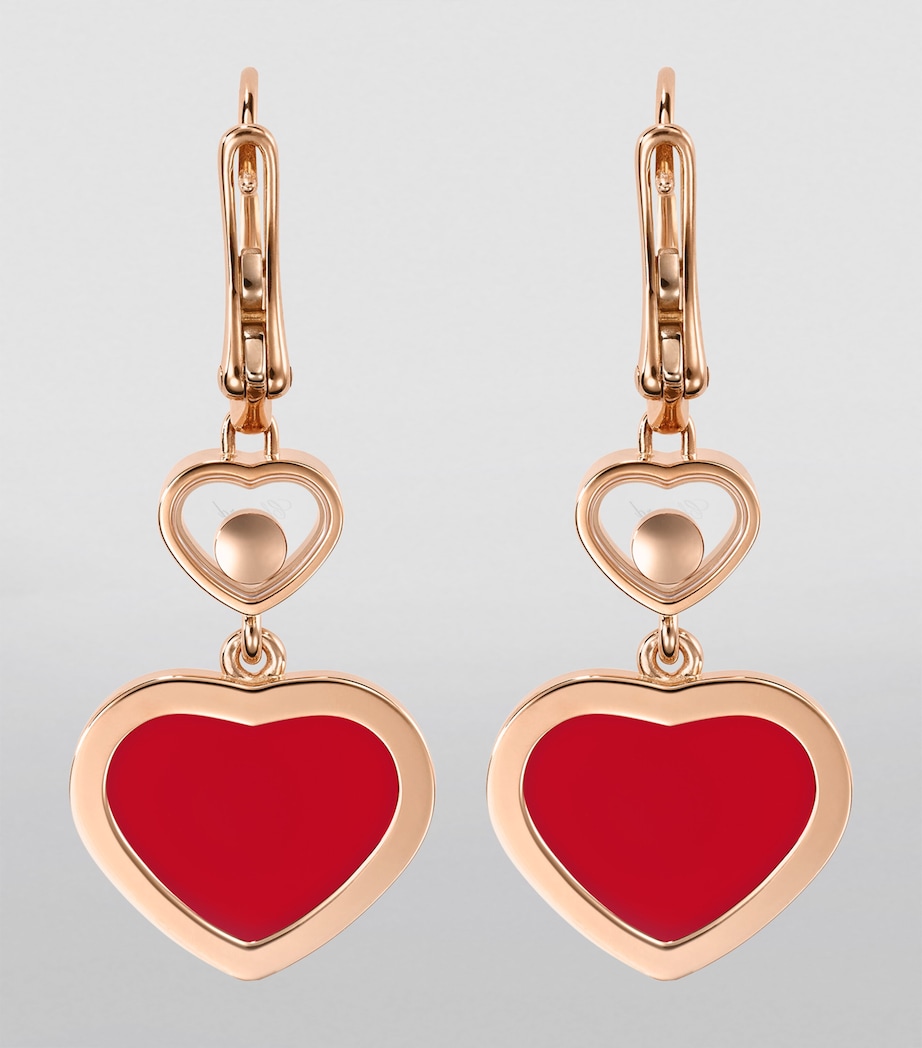 Rose Gold, Carnelian and Diamond Happy Hearts Earrings 18K ROSE GOLD Image 2