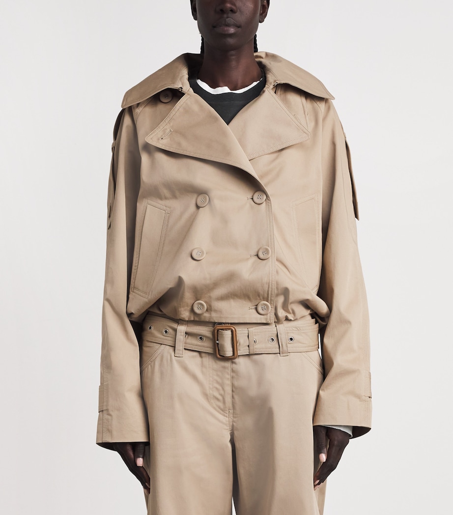 Acne Studios Womens Cotton Cropped Trench Coat Pale Beige Image 4