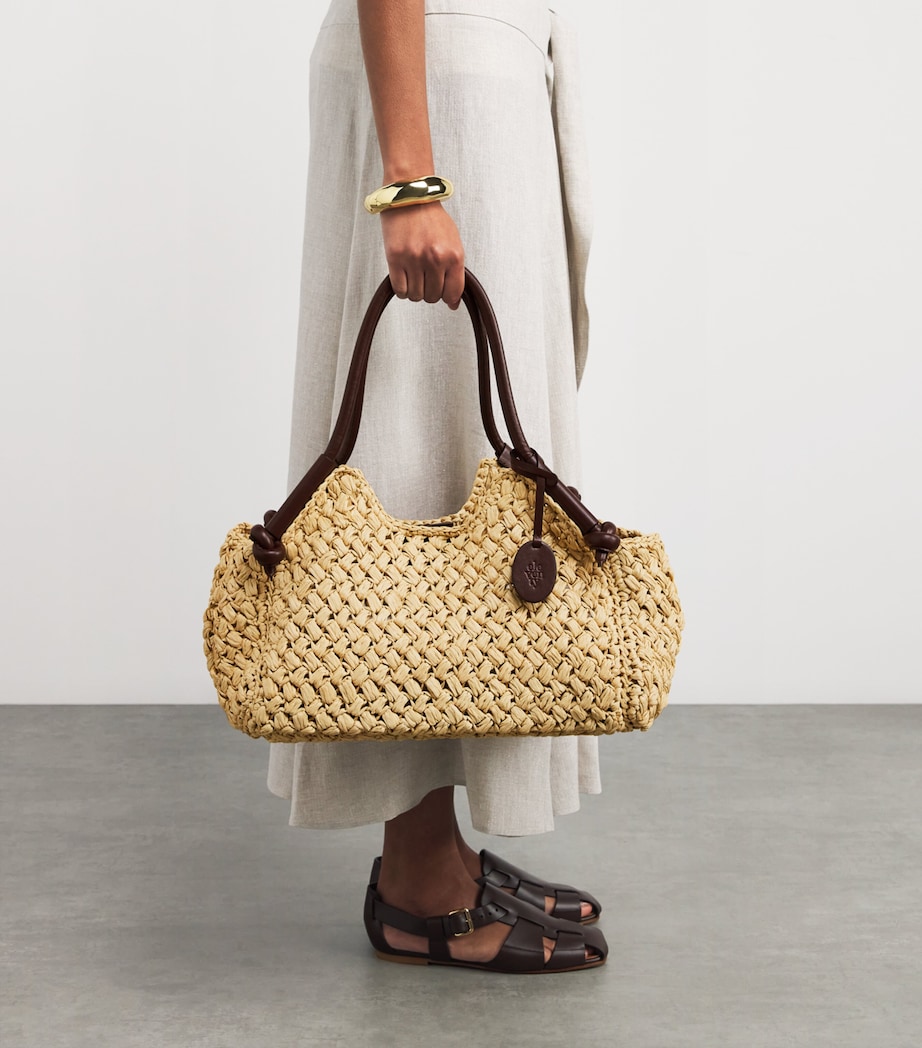 Raffia Satchel Shoulder Bag AVORIO Image 2