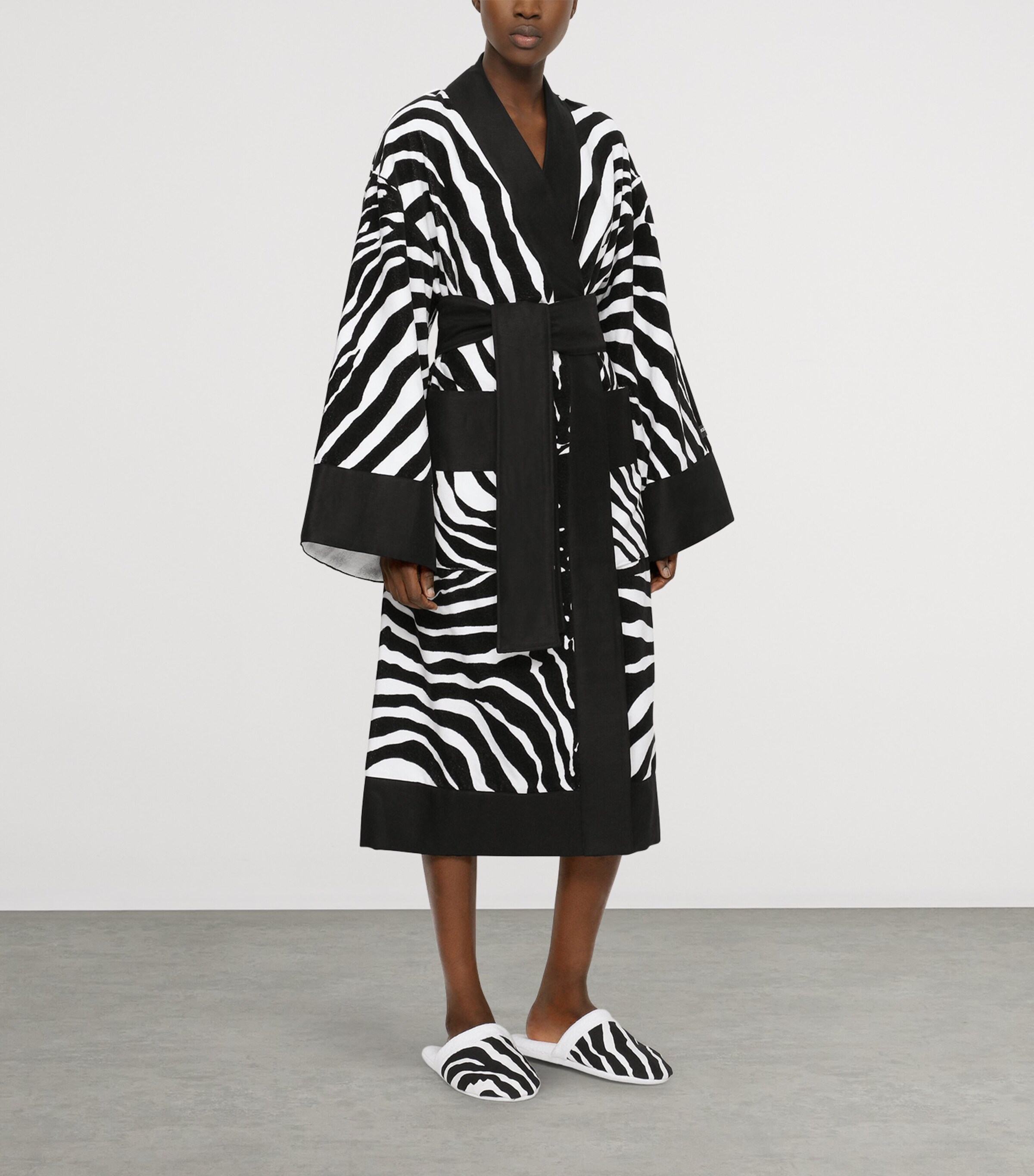Dolce&Gabbana Casa Terry Cotton Zebra Print Robe Zebra Nero Image 6