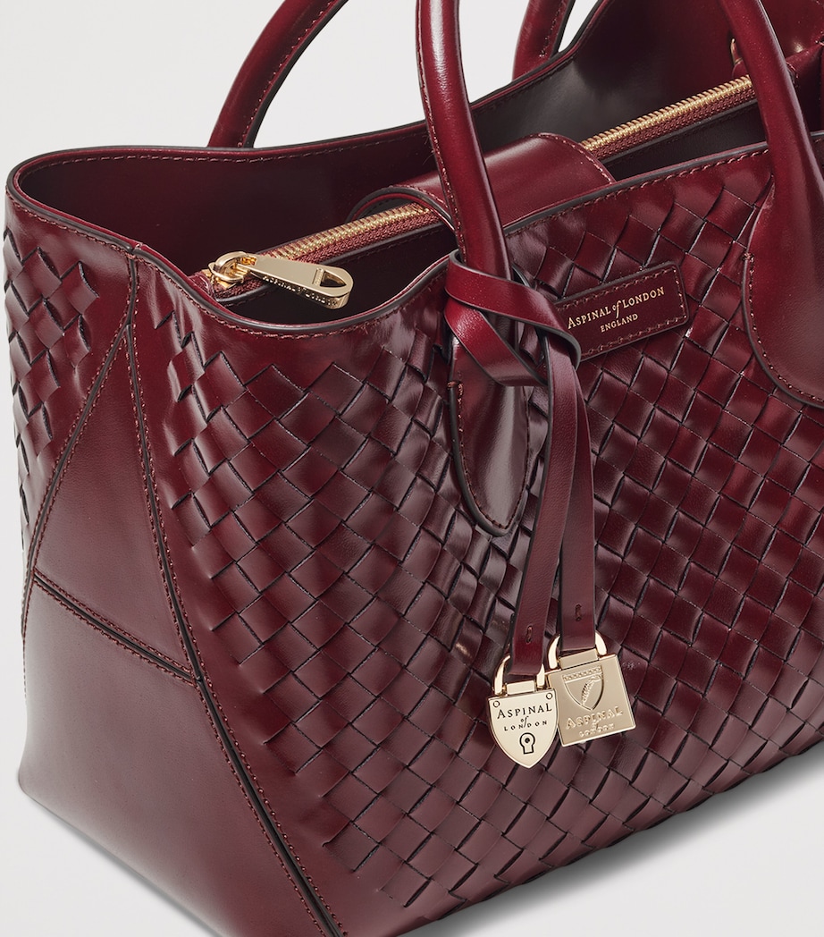 Midi Leather London Tote Bag BURGUNDY Image 4
