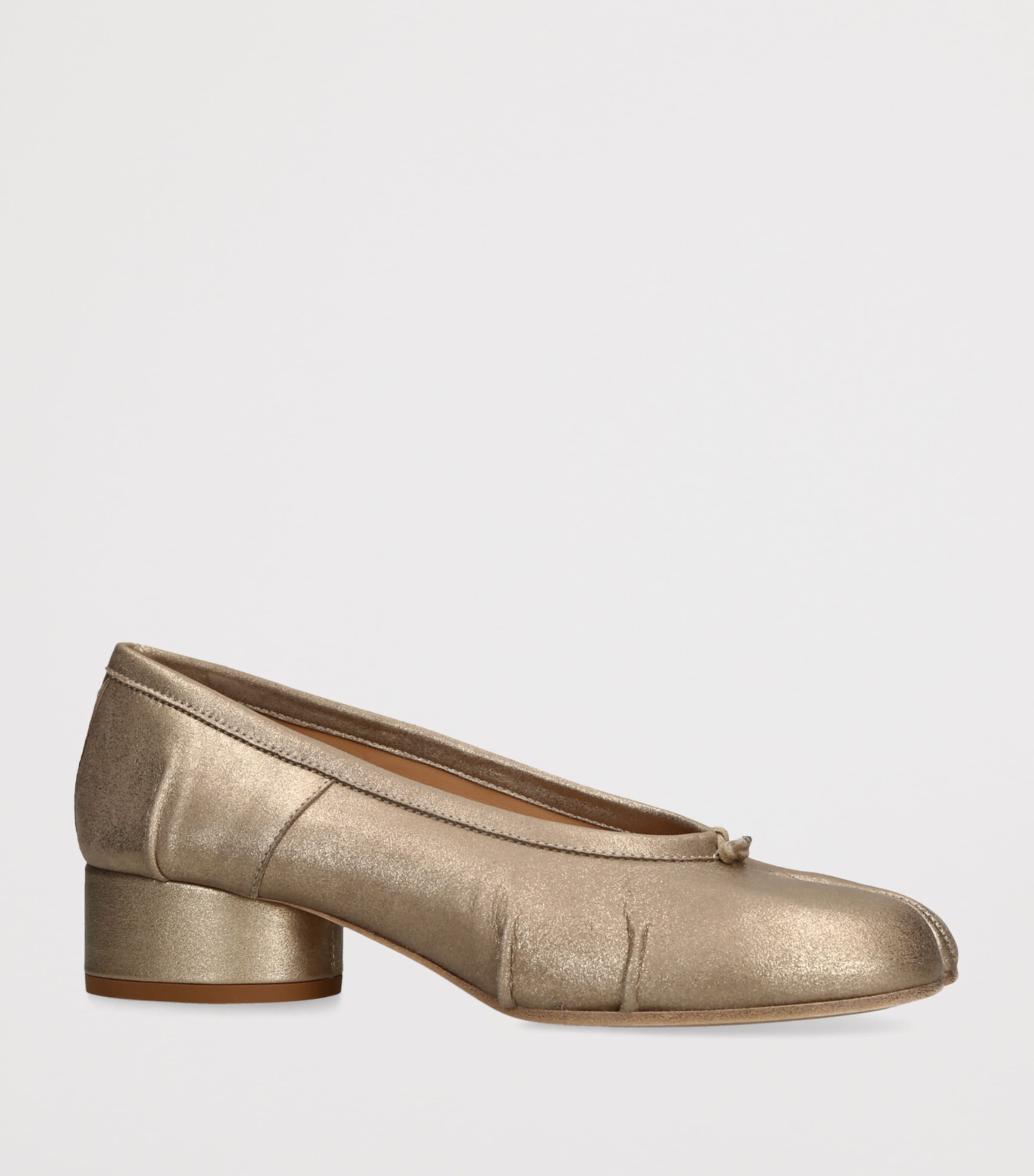 Metallic Leather Tabi Ballerina Pumps 30 GOLD COMB Image 3