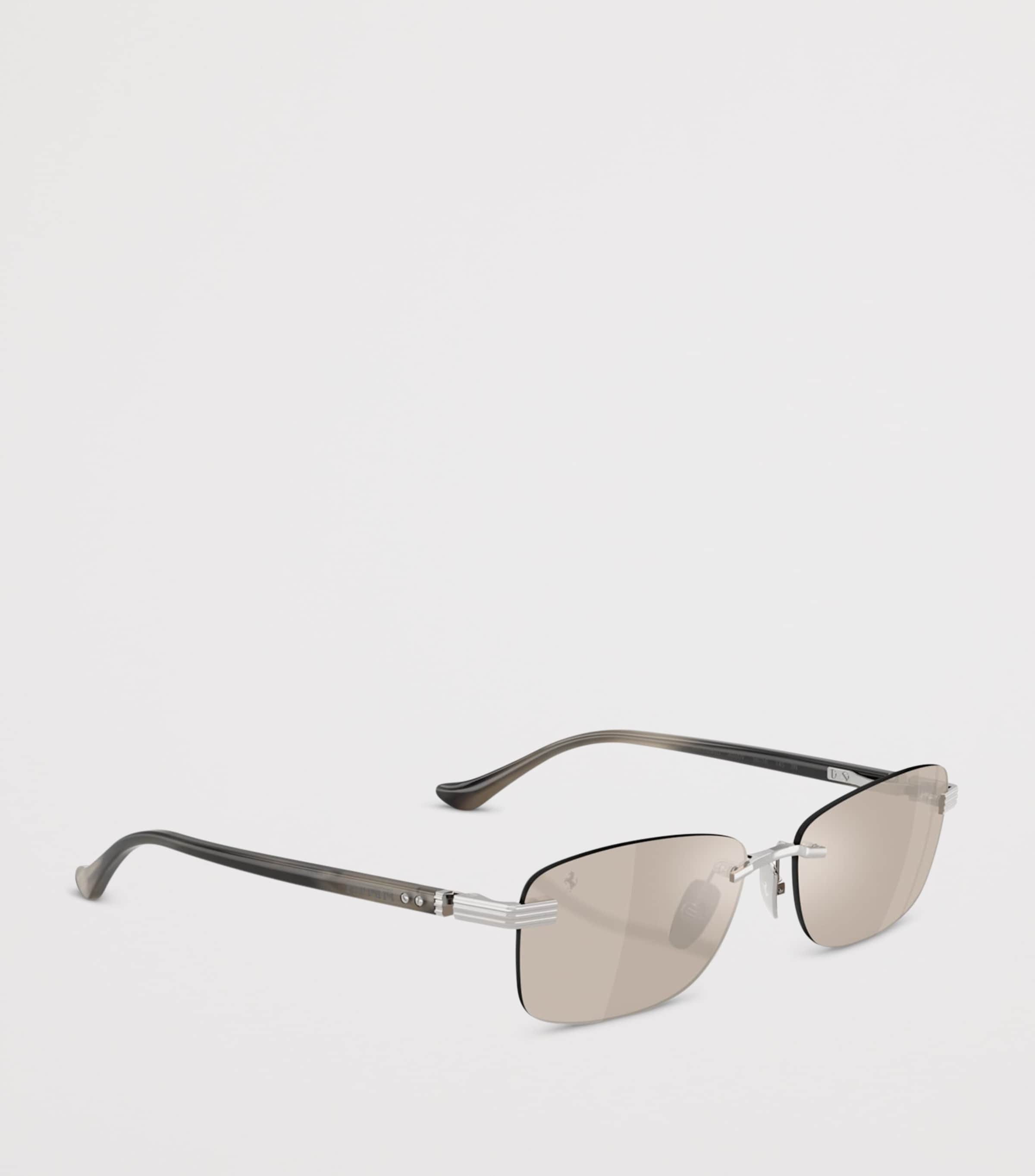 Ferrari Titanium Rimless Rectangular Sunglasses Silver Image 6