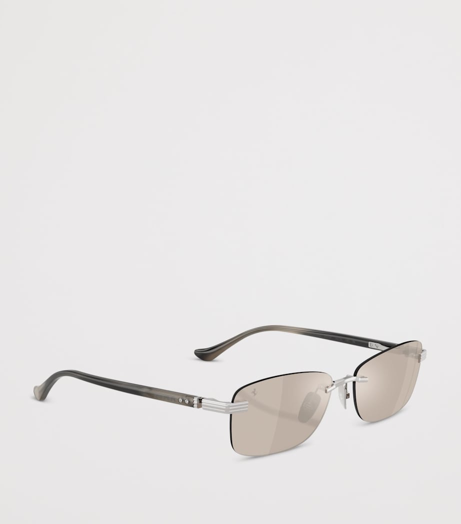 Ferrari Titanium Rimless Rectangular Sunglasses Silver Image 6
